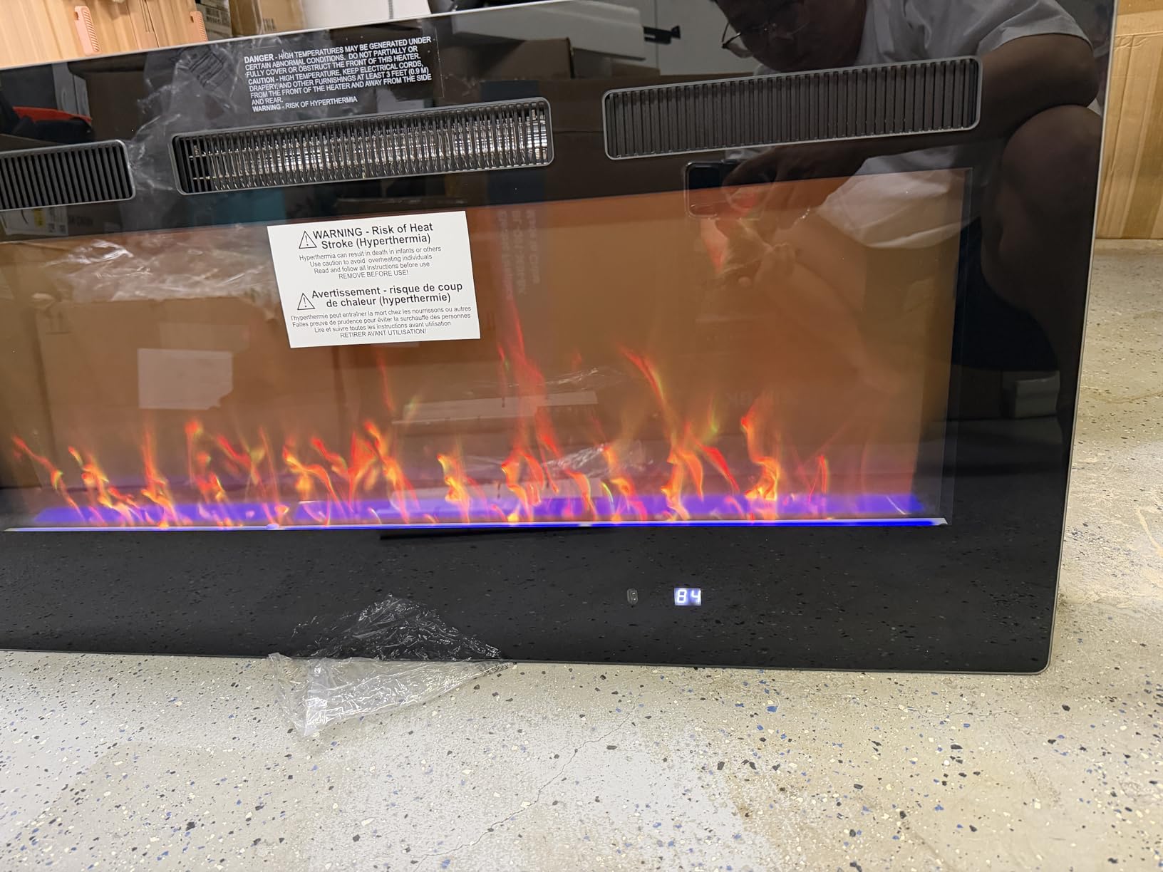 DUMOS 36 Inch Electric Fireplace Wall Mounted/Recessed/Free Standing Space Heater with Remote Control Adjustable Flame Colors Touch Screen Energy Saving, Black customer photo 2