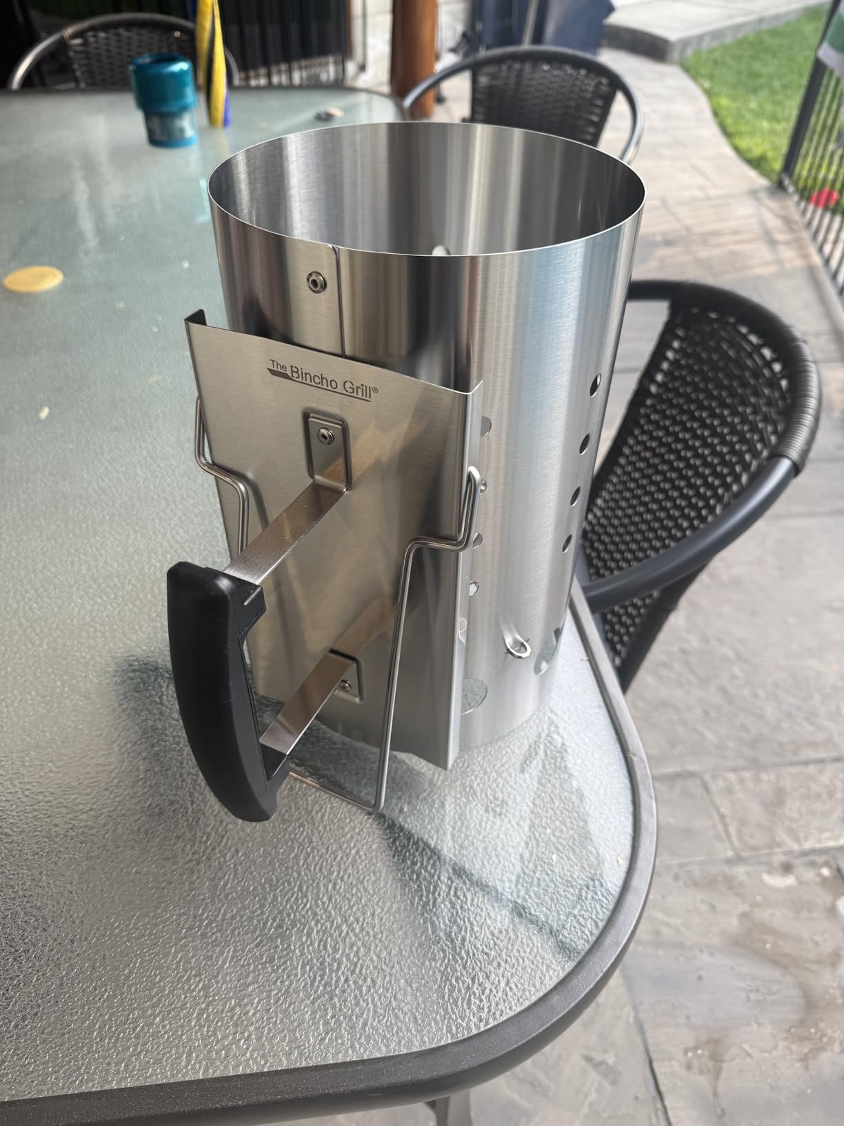 The Bincho Grill Stainless Steel Charcoal Chimney Starter - Perfect for Binchotan Charcoal & All Lump Charcoals, Built for Extreme Heat, Rust Resistant, Heat Shield Handle customer photo 1
