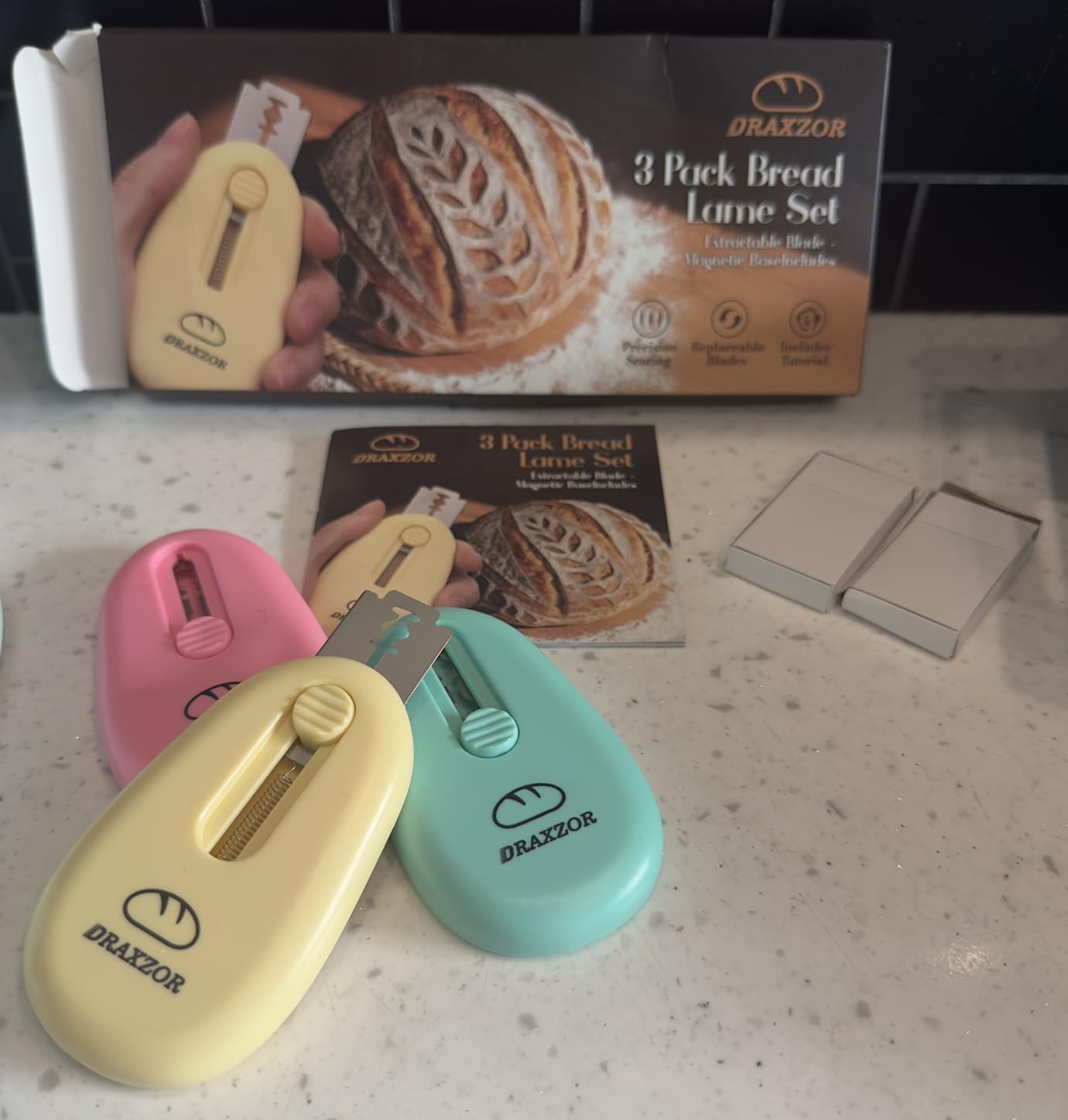 3-Pack Bread Lame, Professional Sourdough Scoring Tool & Bread Scoring Tool, Dough Scoring Tool Set with Ergonomic Handle, Includes 10 Replacement Razor Blades & Scoring Patterns Booklet customer photo 1