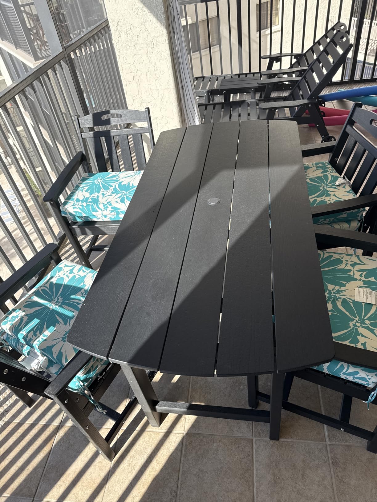HDPE Outdoor Dining Set, Patio Table and Chairs Set, All-Weather 7-Piece Outside Table and 6 Chairs, 2