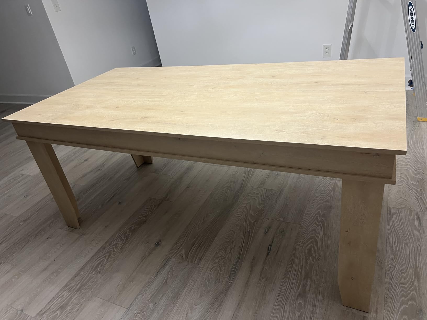 GarveeHome 63 in-86.6 in Extendable Dining Room Table for 6-10, Farmhouse Kitchen Tables w/Wooden Sturdy Frame, Large Rectangular Dinner Table for Dining Room, Kitchen customer photo 1
