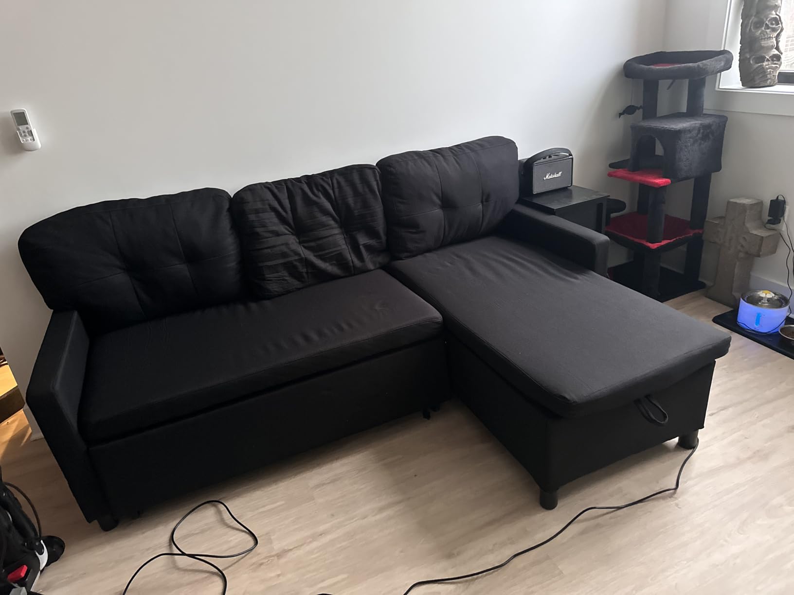 Sleeper Sofa Couch, Oversized Pull Out Couch Bed with Storage Chaise, Sectional Sleeper Sofa Bed for Living Room (Gray, Single) customer photo 2
