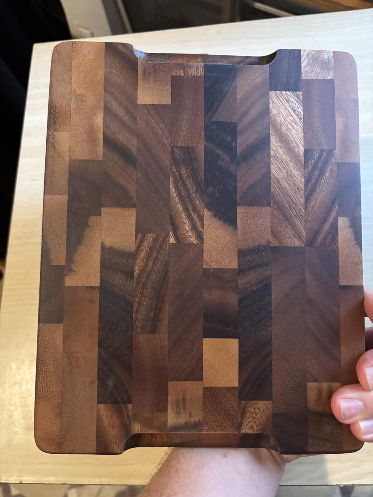 Walnut Wood Cutting Boards for Kitchen, Thick End Grain Cutting Board Double Sided, Large Chopping Board with Handle, Charcuterie Butcher Block Meal Prep & Serving with Gift Box, 17