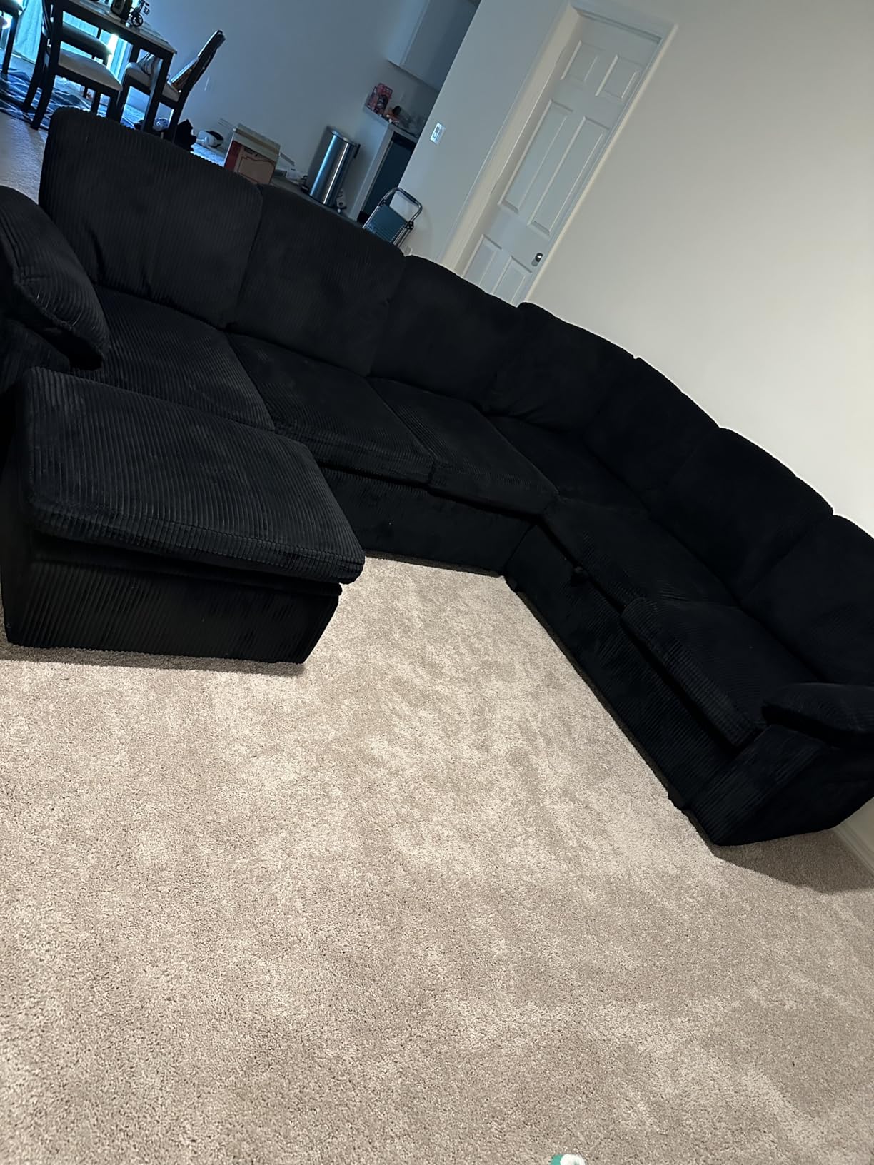 108 Inch Sectional Sleeper Sofa Bed with Pull Out Couch, U Shaped 7 Seat Cloud Modular Sectional Sofa with Storage, Corduroy Sectional Couches for Living Room, Removable Sofa Cover, Dark Grey customer photo 2