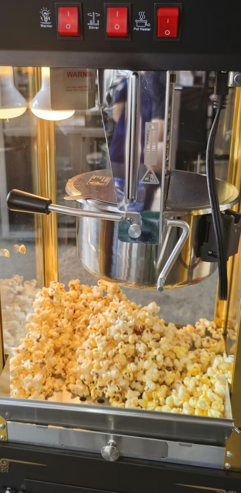 Popcorn Machine with Cart, 12oz Retro Professional Popcorn Maker, Movie Theater Style Popcorn Machine with Warming Deck, 64-Cup Large Batch for Home Theater and Party (Black and Gold) customer photo 1