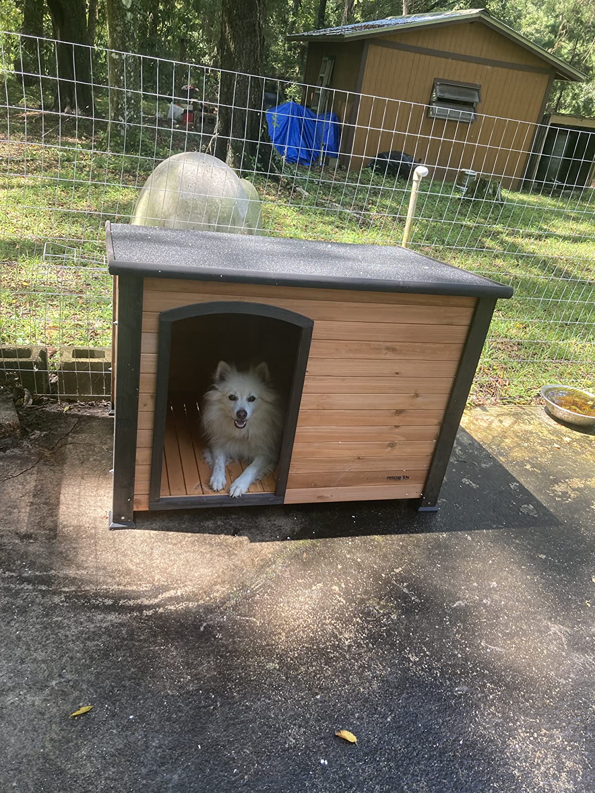 PRECISION PET PRODUCTS Extreme Outback Log Cabin Dog House, Large, Natural Wood customer photo 2