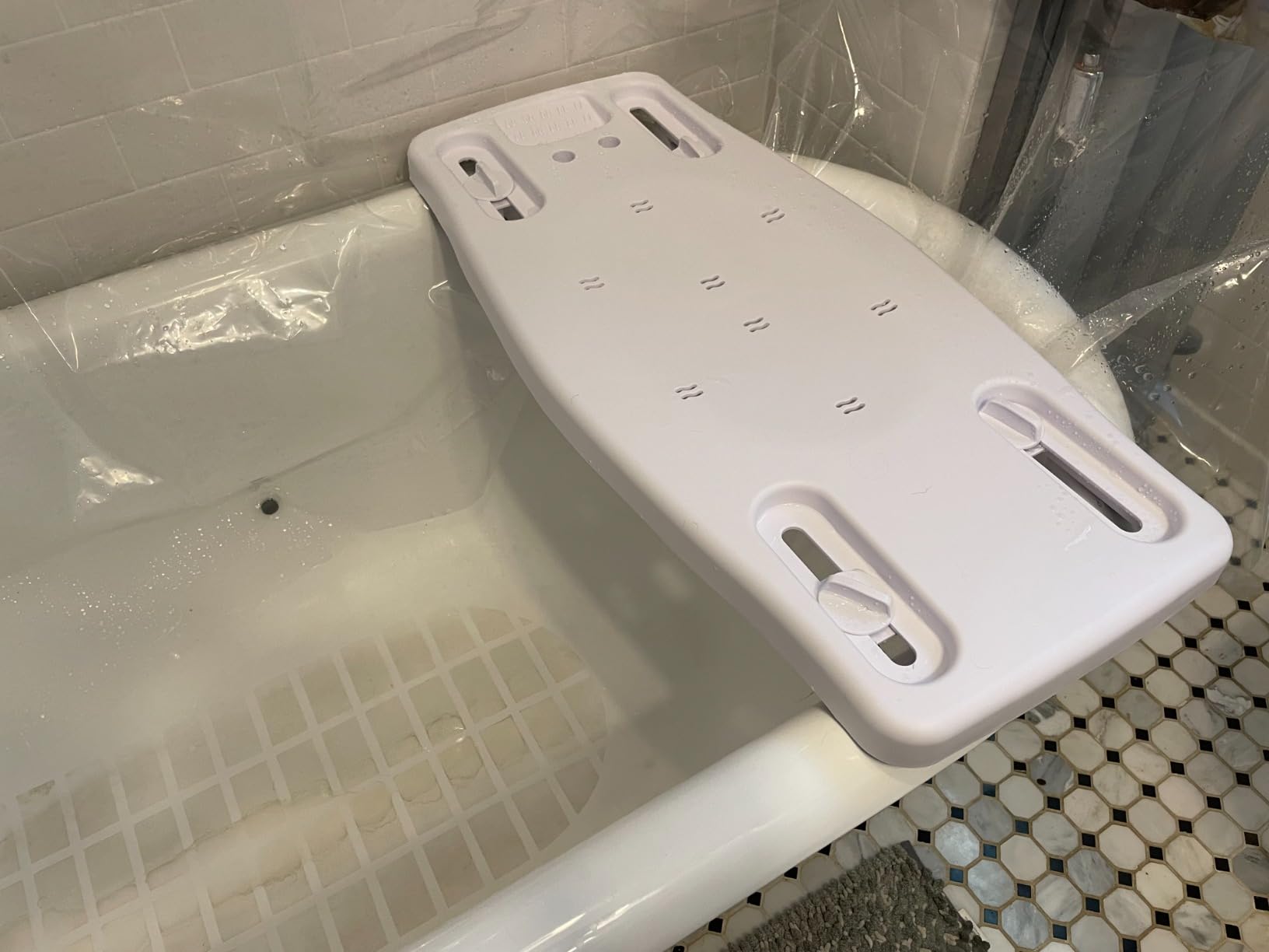 Carex Portable Shower Bench - Shower Bath Seat - Adjustable Width to Fit Most Bathtubs, Comfortable Contoured Seating Area with 300 Pound Weight Capacity, Portable and Easy to Store customer photo 1