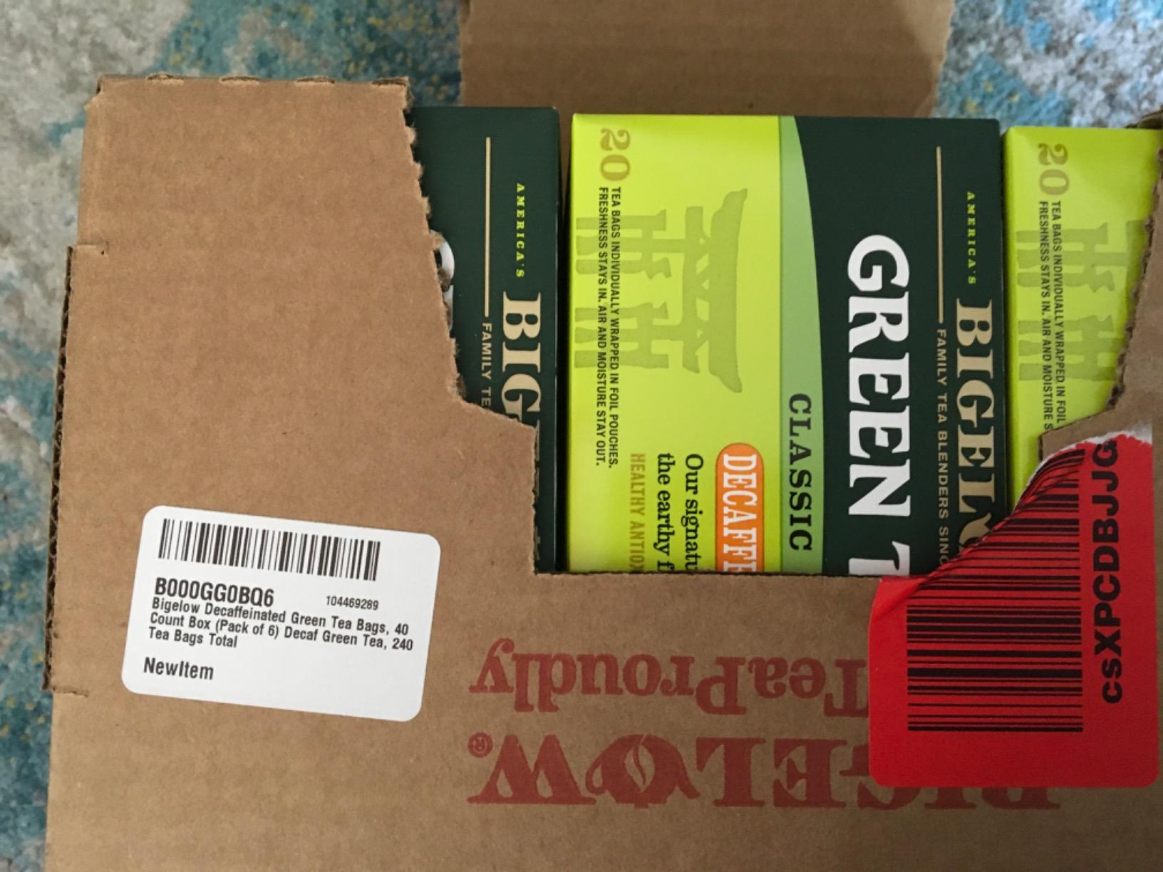 Bigelow Tea Classic Green Tea, Decaffeinated Tea, Decaf Green Tea, Count Box (Pack of 6), 120 Total Tea Bags customer photo 2