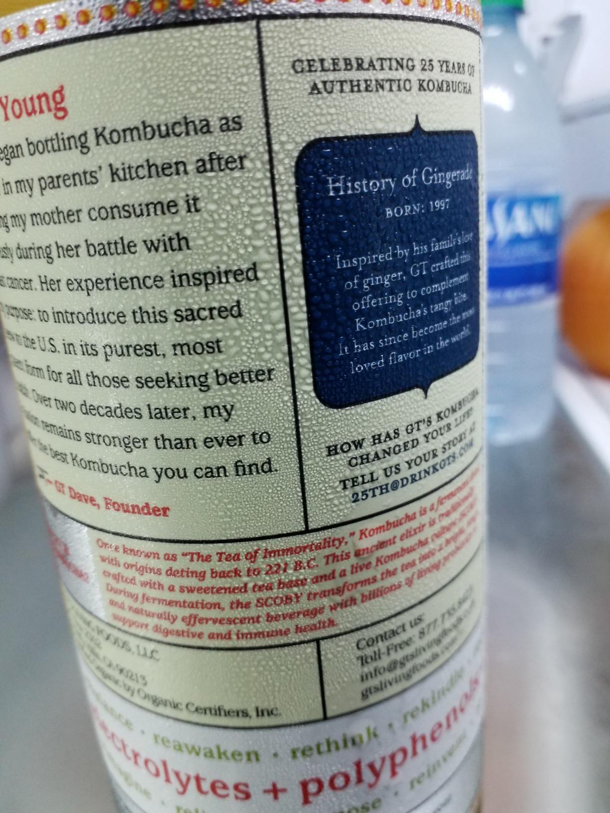 SYNERGY The Real Kombucha - Gingerade - 16 fl oz Bottle - Raw Probiotic Drink for Gut Health and Immune Support customer photo 2
