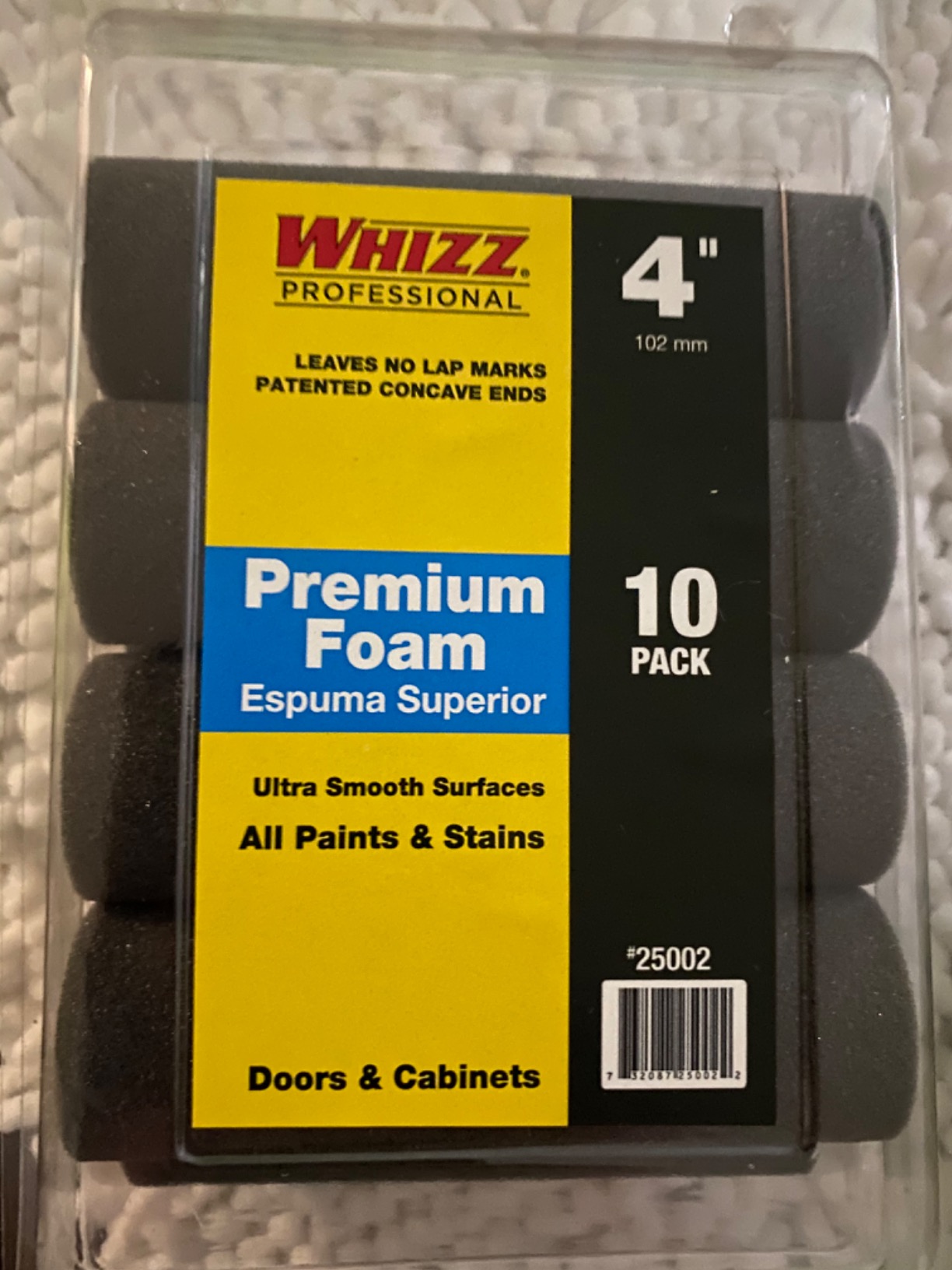 WHIZZ Premium Foam Concave Roller (10 Pack), 4 inch, Black customer photo 2