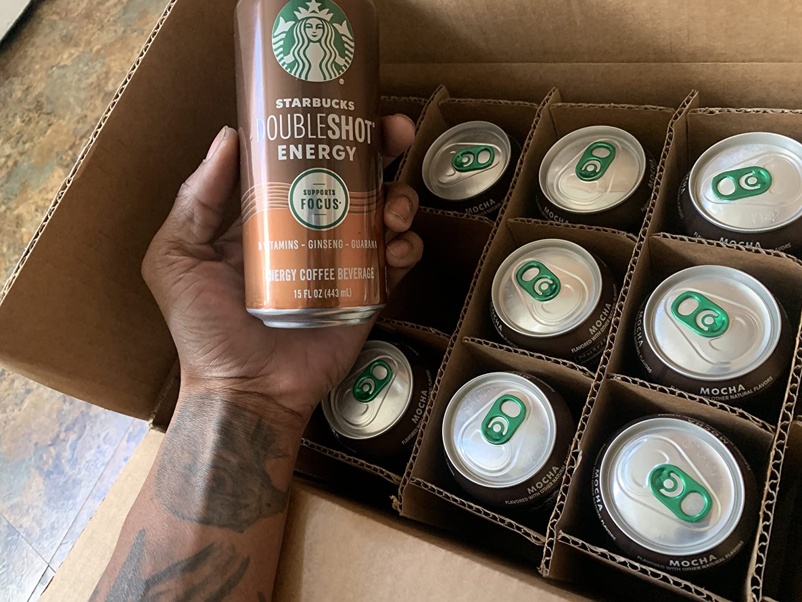 Starbucks Doubleshot Energy Drink Coffee Beverage, Mocha, Iced Coffee, 15 fl oz Cans (12 Pack) customer photo 2