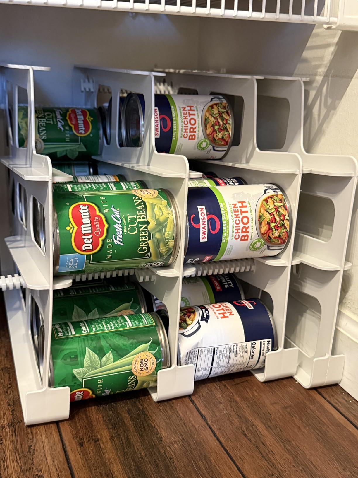 FIFO Countertop Mini Can Tracker Holds 30 Standard 10-24 Oz Can Sizes, White| Stackable & Adjustable Can Organizer for Pantry, USA Made, White customer photo 2