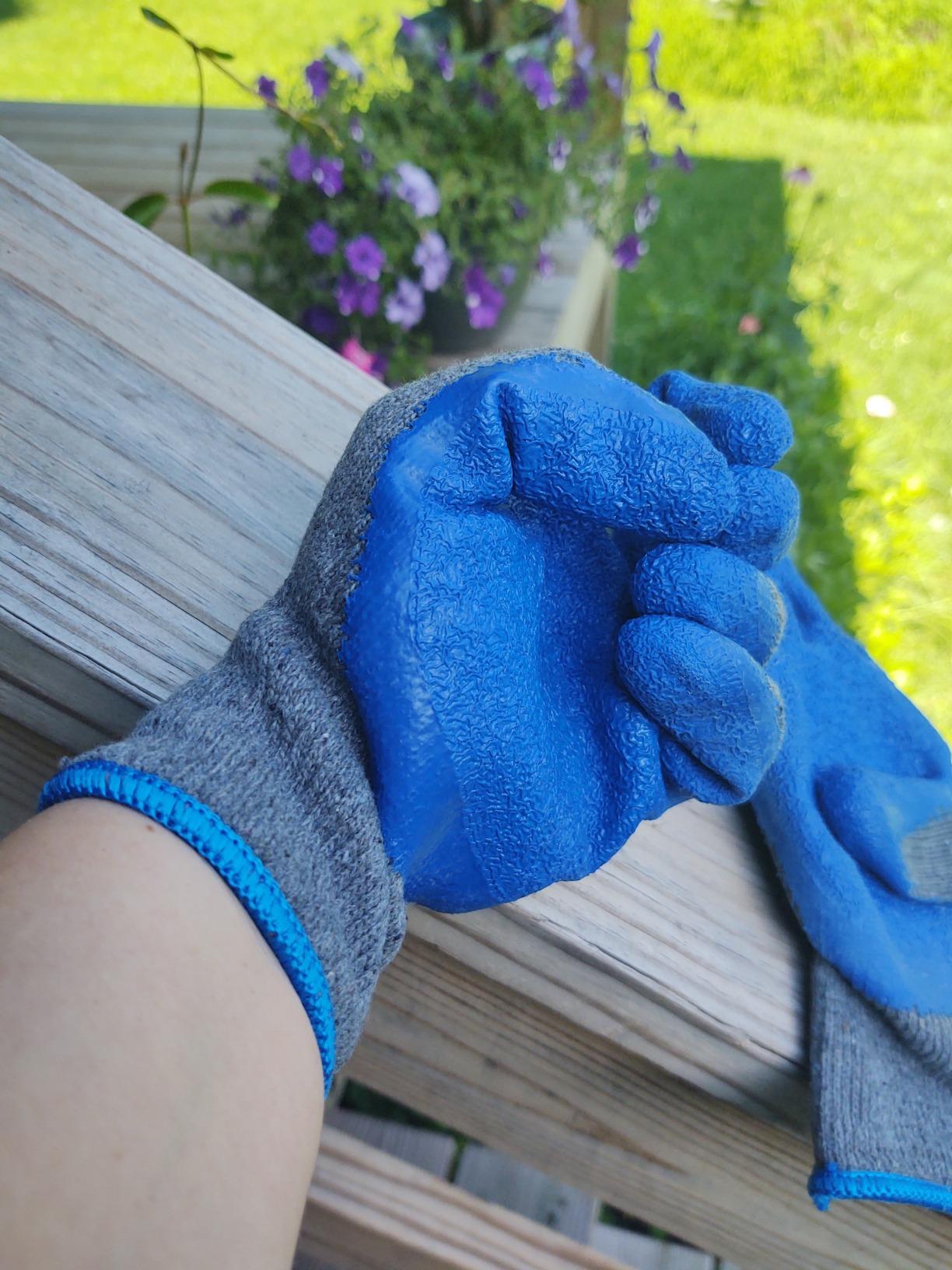G & F Products - 3100L-DZ-Parent 12 Pairs Large Rubber Latex Double Coated Work Gloves for Construction, gardening gloves, heavy duty Cotton Blend Blue customer photo 2