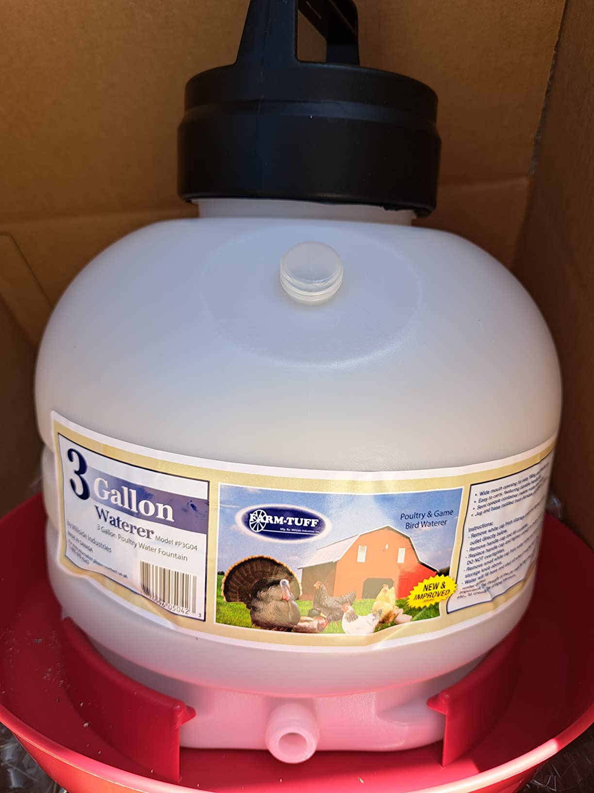 FARM-TUFF Hanging Chicken Waterer, 3 Gallon Capacity - Durable BPA-Free Plastic Poultry Fountain with Top Fill Design - Automatic Water Dispenser for Chickens, Ducks, Turkeys & Game Birds customer photo 2