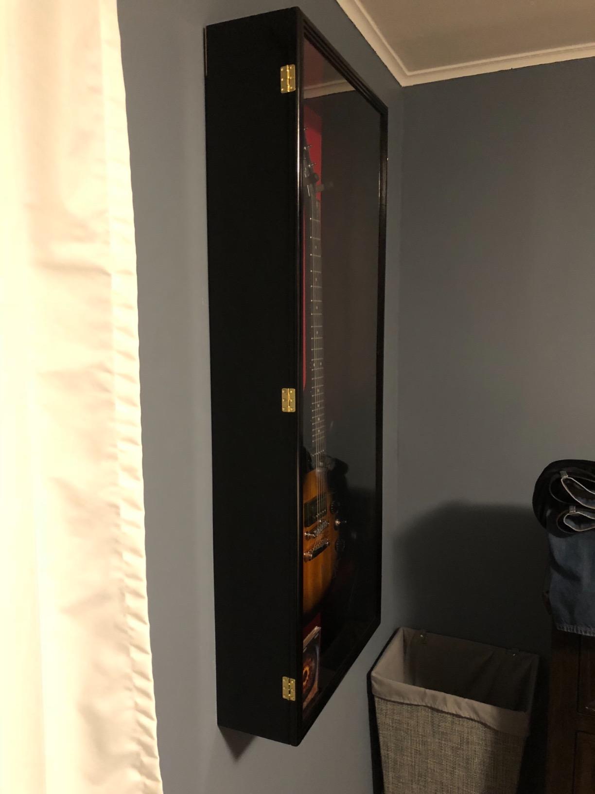 Guitar Fender Display Case Cabinet Wall Rack w/UV Protection- Lockable -Black customer photo 1