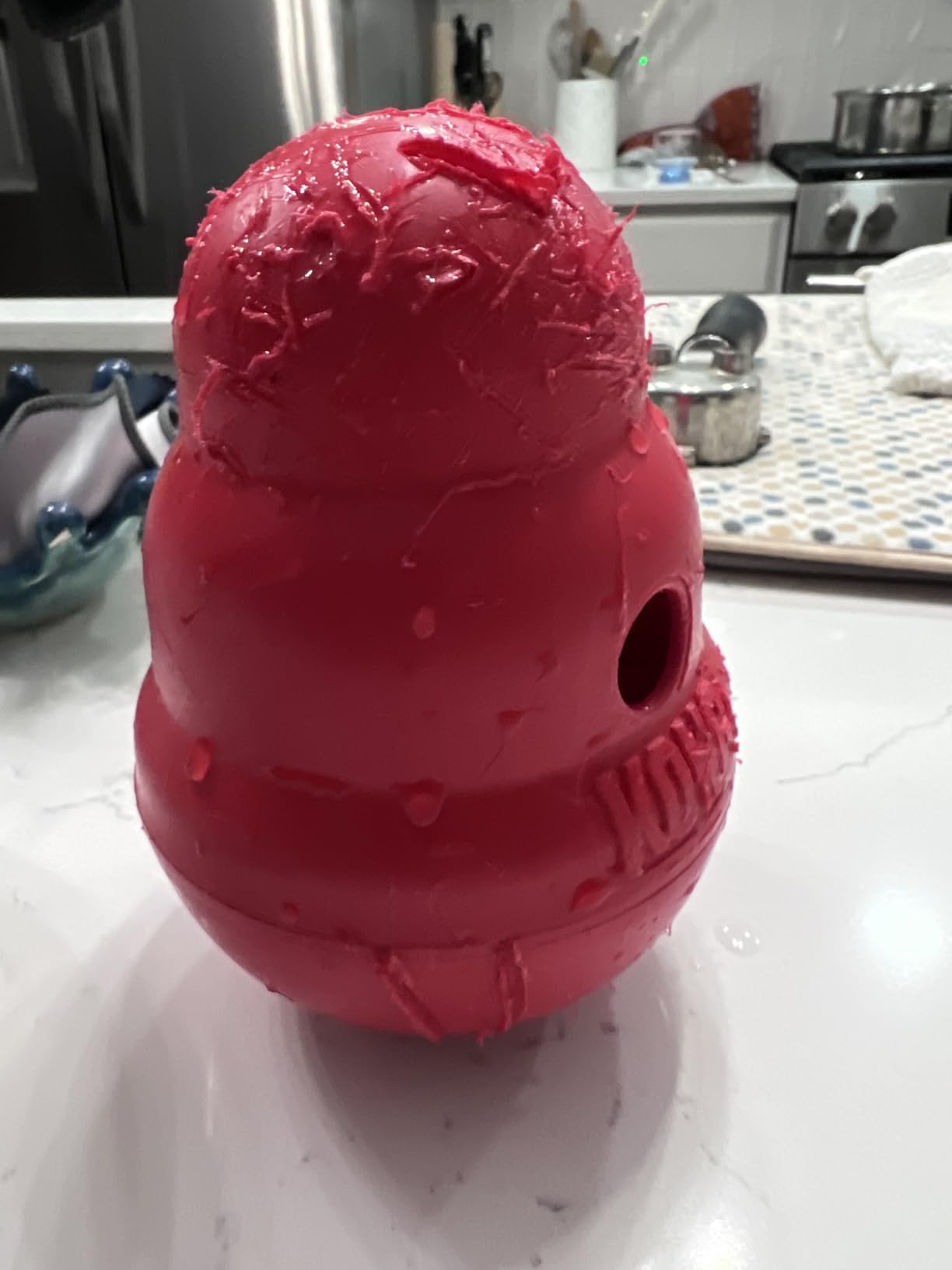 KONG Wobbler - Interactive Dog Toy for Treat Dispensing - Dog Slow Feeder for Healthy Eating - for Medium/Small Dogs customer photo 2