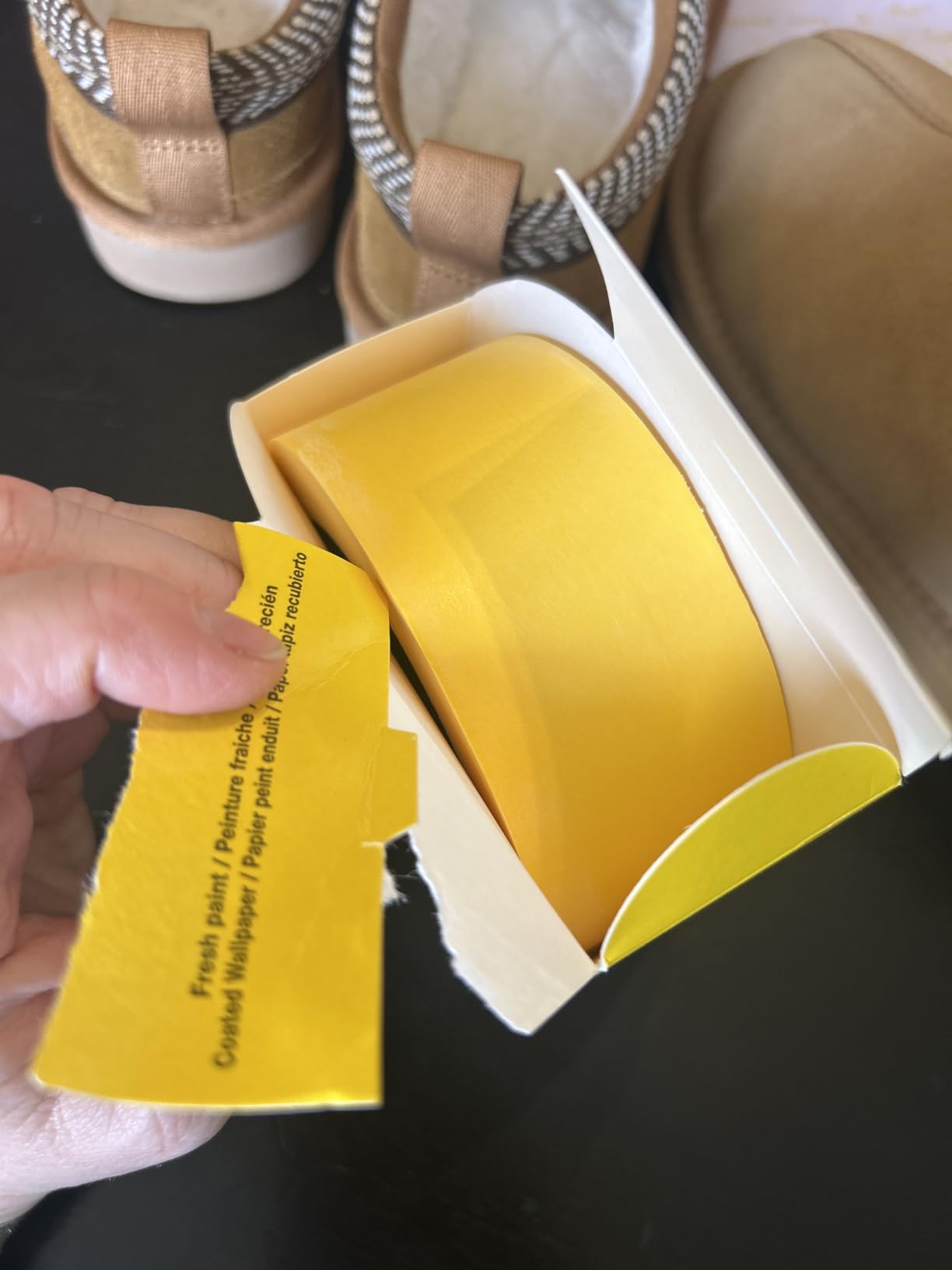 FrogTape Delicate Surface Painters Tape with PAINTBLOCK, 2 Inch Wide (1.88 In. x 60 Yds), Low Adhesion, Ideal for Freshly Painted Walls, Trim & Surfaces, Yellow, 1 Roll (280222) customer photo 1