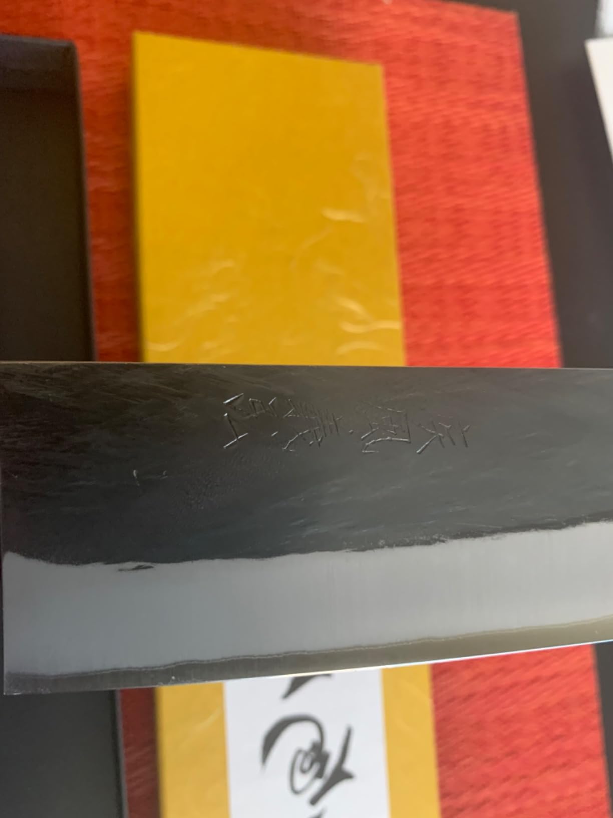 Yoshihiro Kurouchi Black-Forged Blue Steel Stainless Clad Gyuto Chefs Knife Ebony Handle (8.25