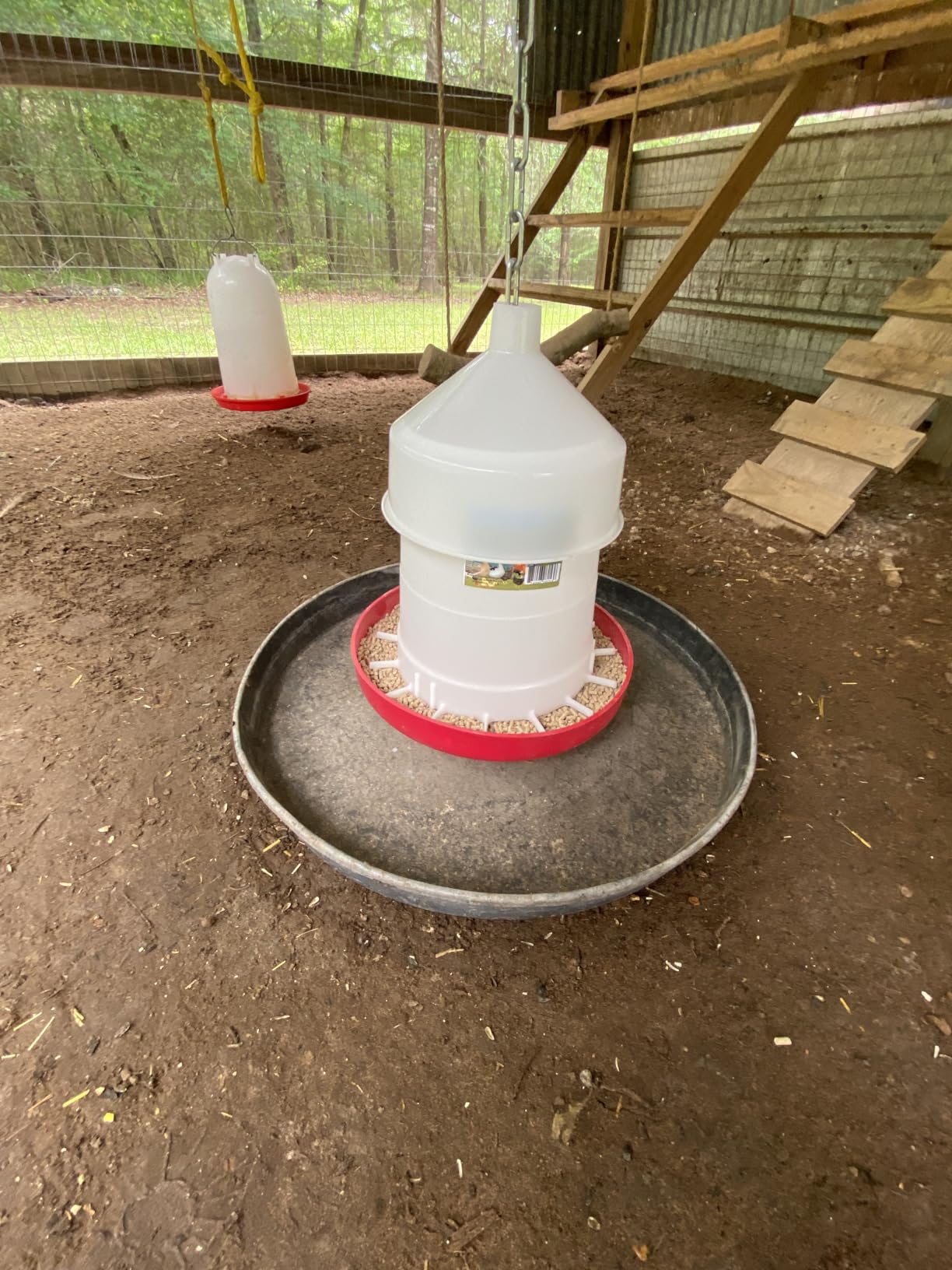 FARM-TUFF Hanging Poultry Feeder, 17lb Capacity - BPA-Free Plastic Chicken Feeder with Adjustable Feed Flow - Semi-Opaque Gravity-Fed Design for Backyard Flocks customer photo 2