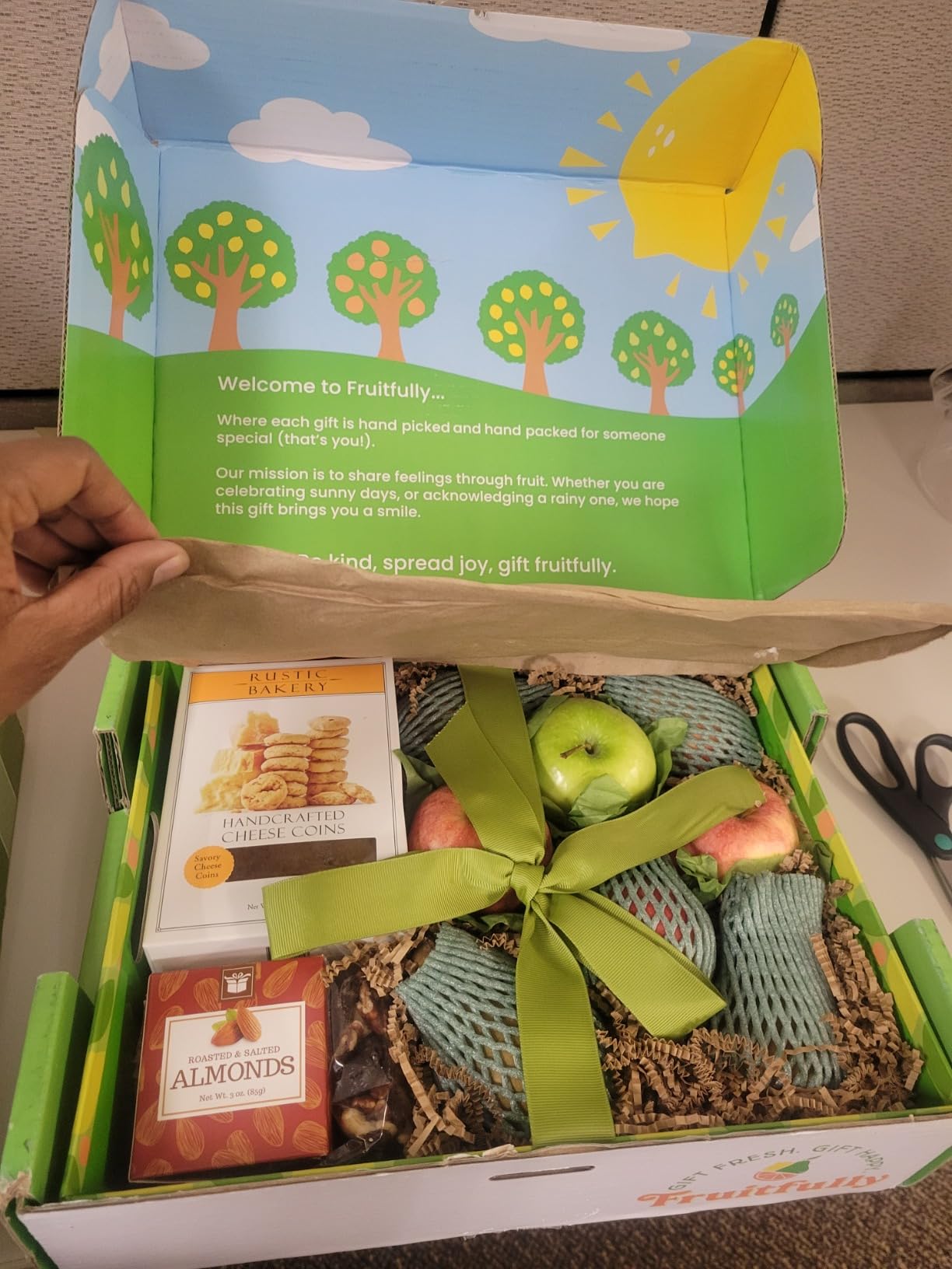 A Gift Inside Classic Fresh Fruit Basket Gift with Crackers, Cheese and Nuts for Holiday, Thank You, Birthday, Get Well, Anniversary, Corporate customer photo 2