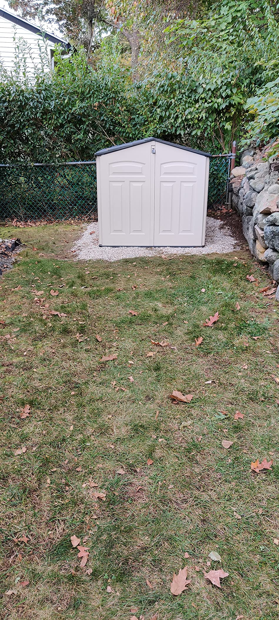 Rubbermaid Slide-Lid Resin Outdoor Storage Shed (5 x 6.5 Ft), Weather Resistant, Beige/Brown, Organization for Home/Backyard/Garden Tools/Lawn Mower/Bike Storage/Pool Supplies customer photo 1