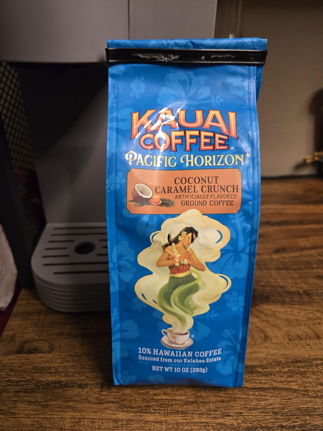 Kauai Coffee Ground Coffee - Smooth, Rich, Medium Roast - Nutty Caramel and Tropical Coconut - Arabica Coffee, 10% Hawaiian with No Bitterness - Coconut Caramel Crunch, 1 Pack of 10oz customer photo 1