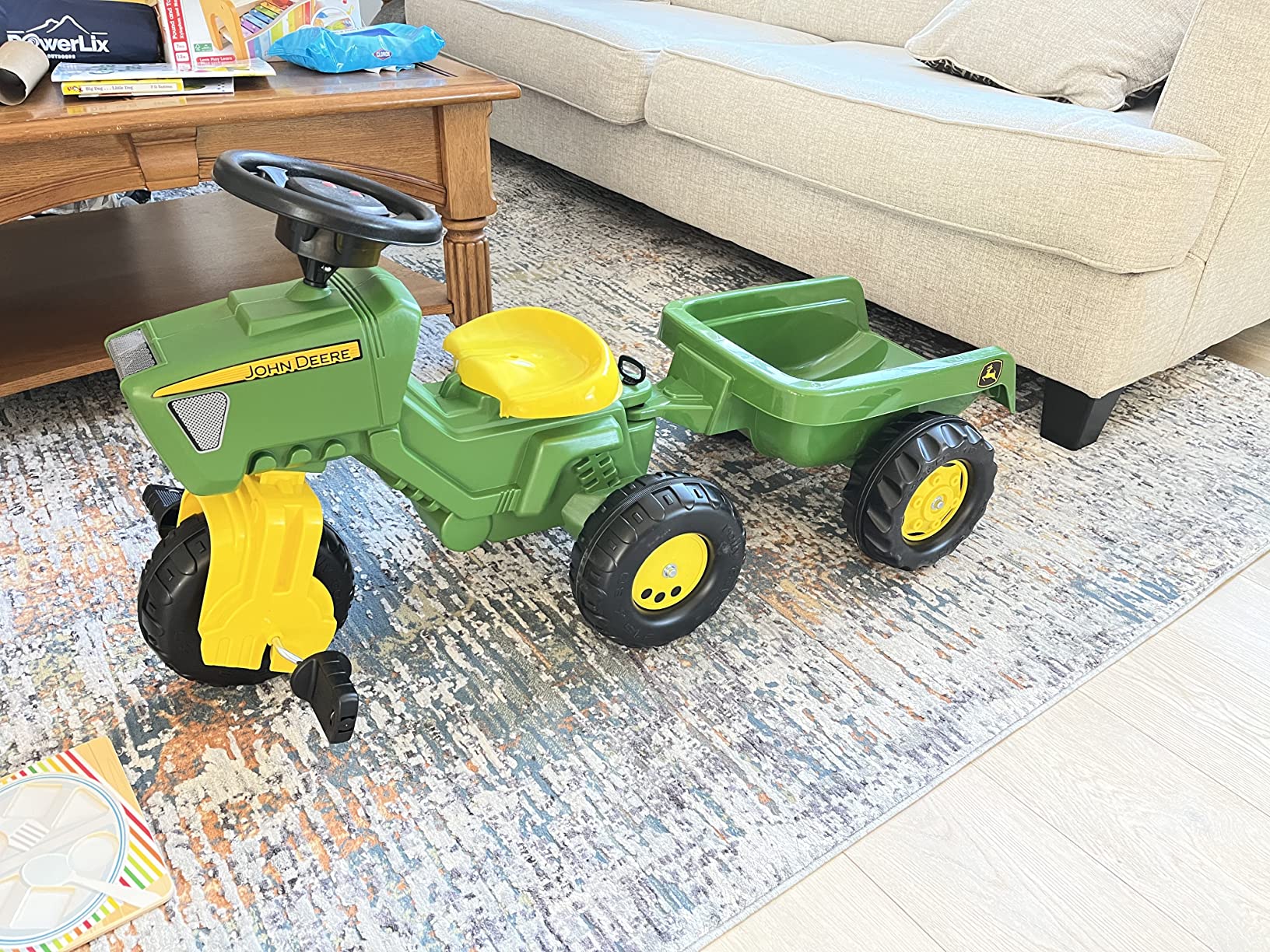 Rolly Toys John Deere 3-Wheel Trac with Trailer Ride On, Green/Yellow (52769) customer photo 1