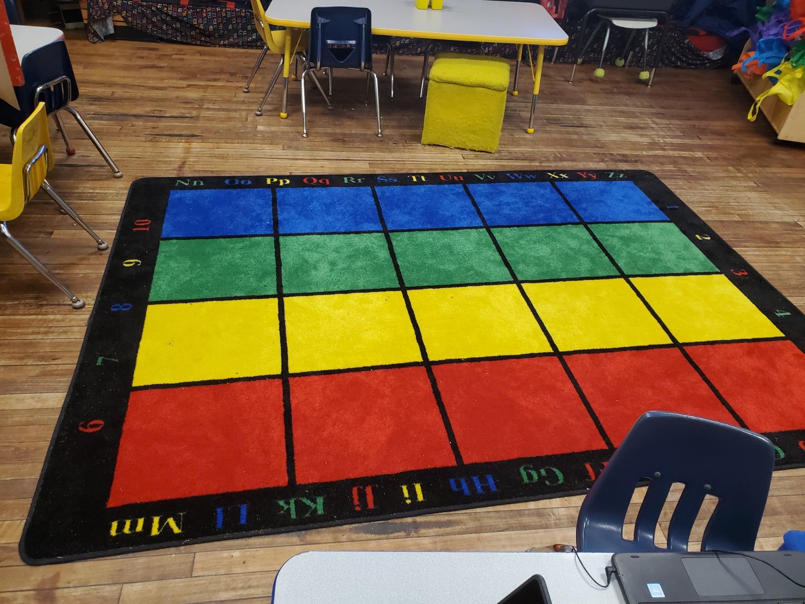 Flagship Carpets Learning Grid Colorful Numbers and Letters Kids Seating Area Rug for Classroom, Play Area Mat, Home Learning or Kids Room Carpet, 7'6