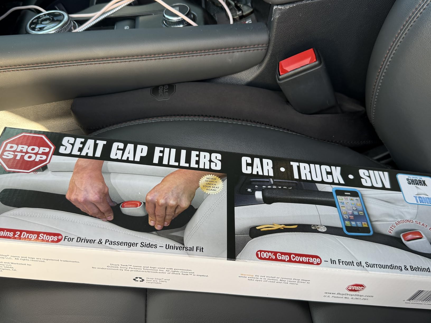Drop Stop - The Original Patented Car Seat Gap Filler (AS SEEN ON Shark Tank) - Set of 2 and Slide Free Pad and Light customer photo 1
