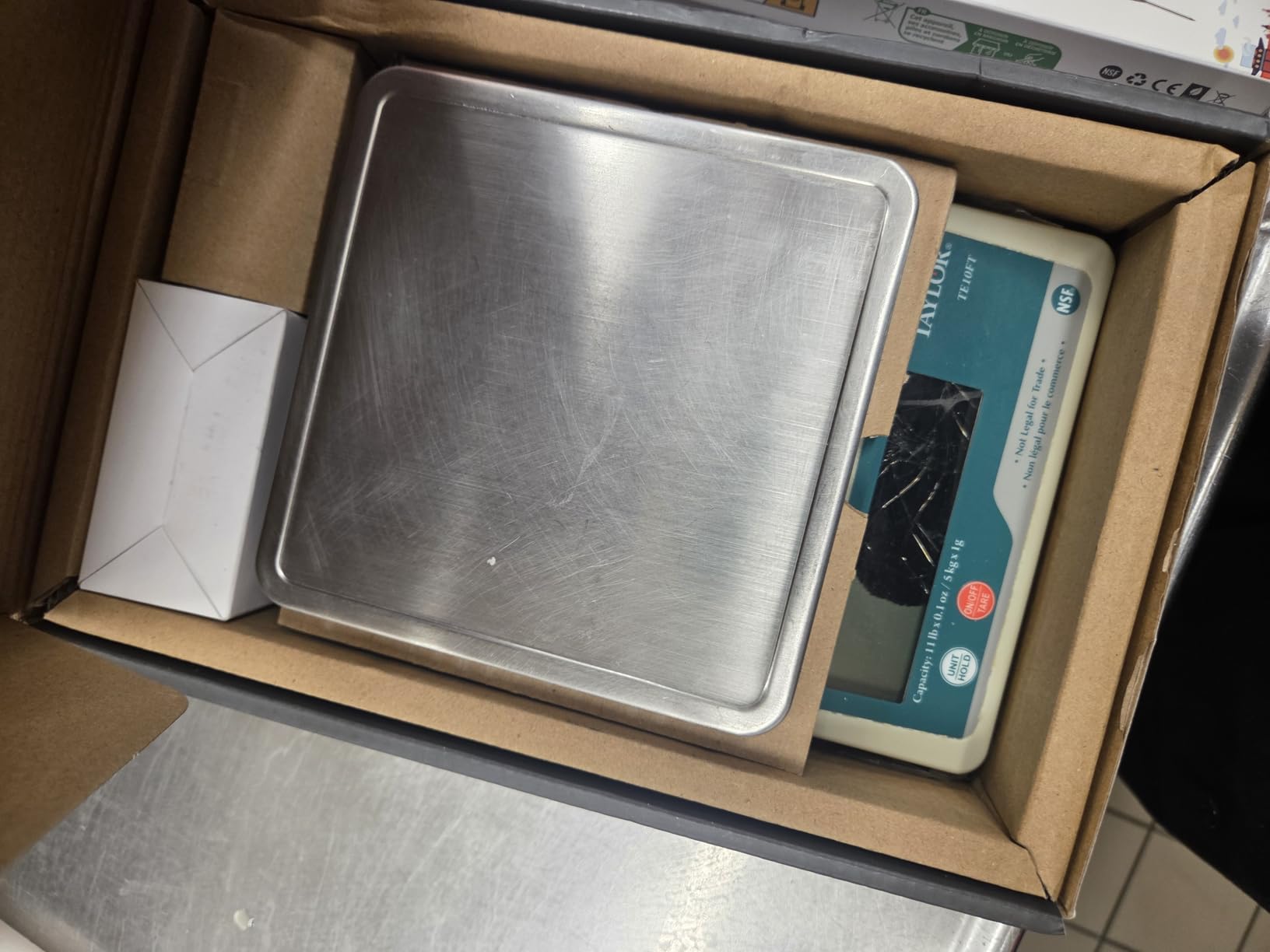 Taylor TE10FT 11-Pound Commercial Digital Portion Control Scale, 11 lb (5 kg) in 0.1 oz (1 g) Food and Cooking Scale, Tare and Hold Function, NSF, Stainless Steel Platform customer photo 1