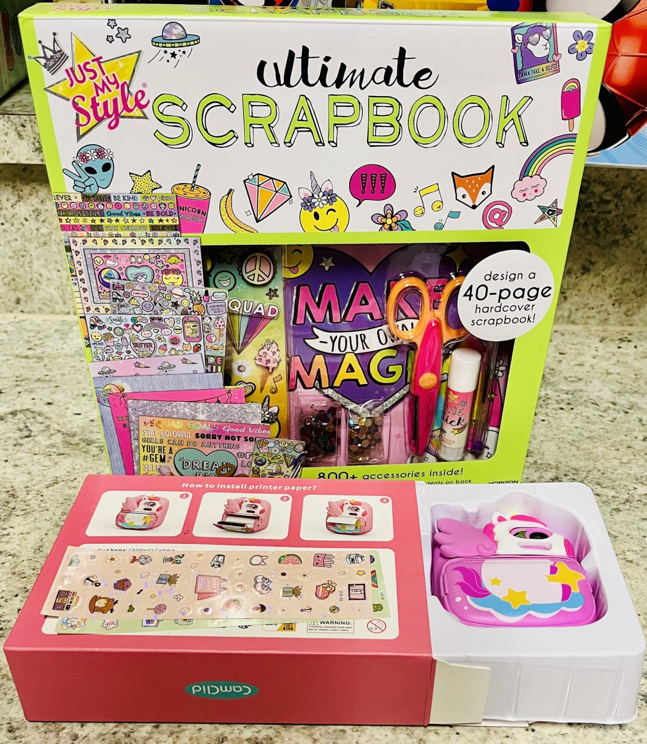 Just My Style Ultimate Scrapbook, Personalize and Decorate A 40-Page DIY Scrapbook, Great for Travel, Road Trips & On-The-Go, Memory Keeper Scrap Book for Kids & Tween Ages 6, 7, 8, 9,Beige customer photo 1