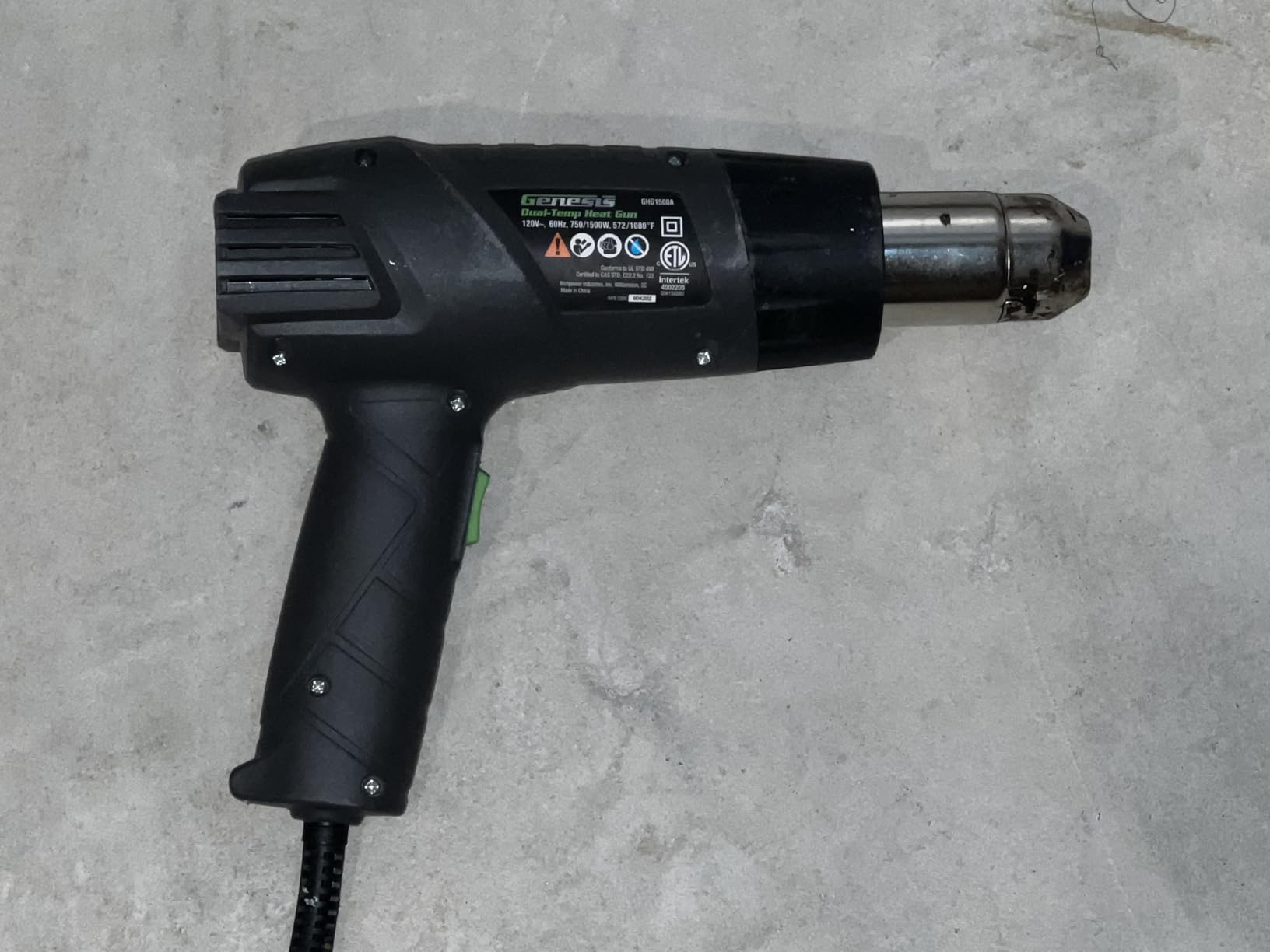 Genesis GHG1500A Dual Temperature Heat Gun Kit With Fast Heat High And Low Settings 572°F/1000°F customer photo 1