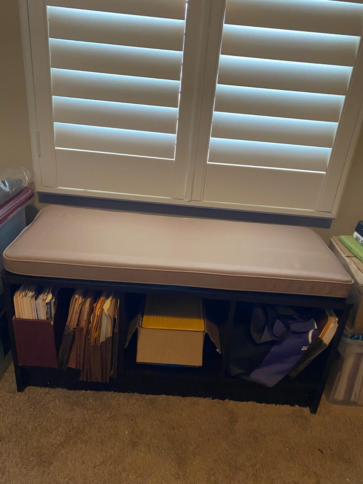 ClosetMaid 1309 3-Cube Storage Bench, Dark Cherry with Tan Cushion customer photo 1