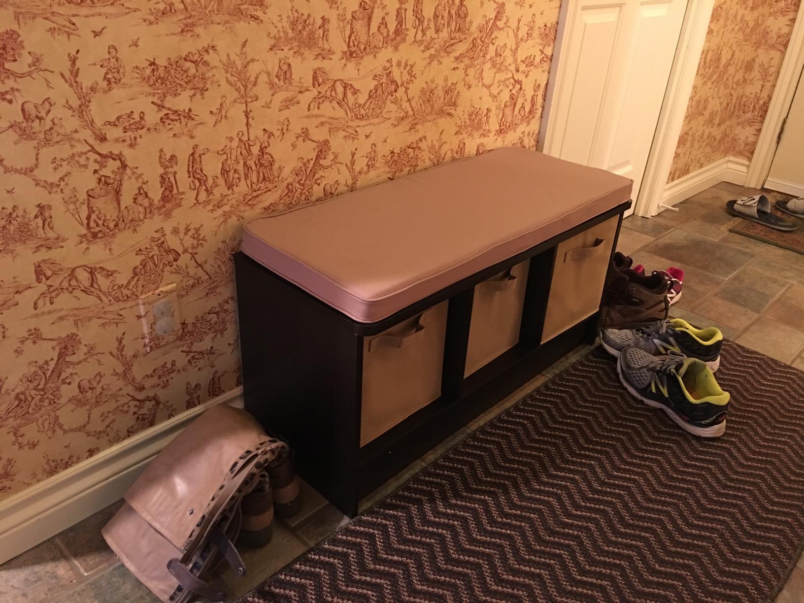 ClosetMaid 1309 3-Cube Storage Bench, Dark Cherry with Tan Cushion customer photo 2
