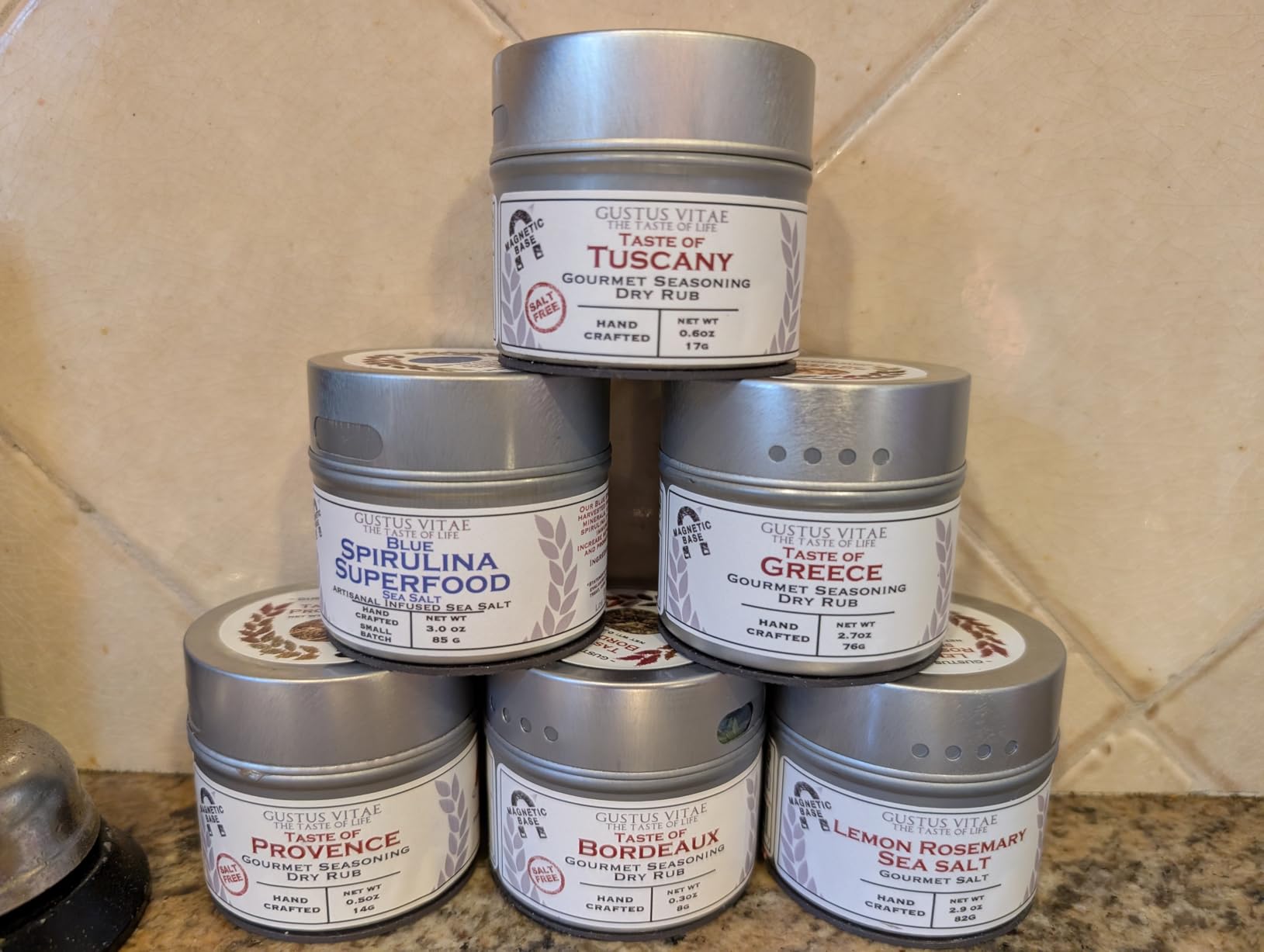 Luxury Gourmet Seasonings, Spices & Infused Sea Salts Collection | Non GMO, All Natural | 6 Magnetic Tins | Handmade in Small Batches | Sustainably Sourced Artisanal Spice Blends | Made in USA | GLP-1 Friendly | Gustus Vitae customer photo 1