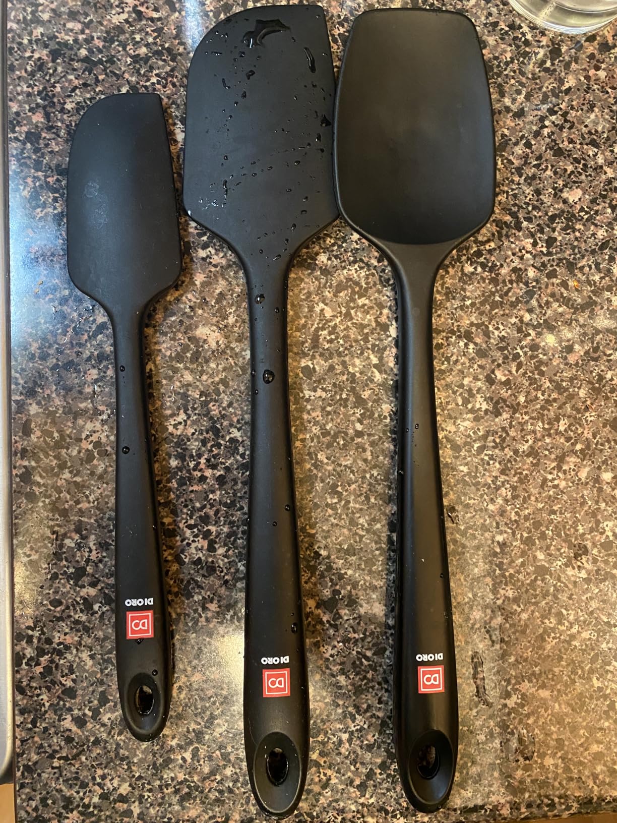 DI ORO Silicone Spatula Set - Rubber Kitchen Spatulas for Baking, Cooking, & Mixing - 600°F Heat-Resistant & BPA Free Silicone Scraper Spatulas for Nonstick Cookware - Dishwasher Safe (3pc, Black) customer photo 2