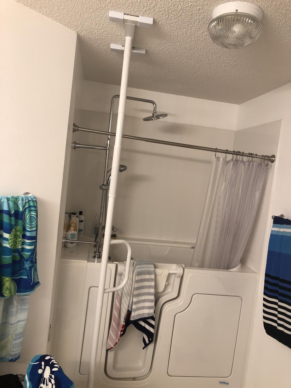 Stander Wonder Pole Lite, Adjustable Floor to Ceiling Safety Grab Bar with Security Support Handle for Fall Prevention, Tension Mounted Transfer-Pole for Adults, Seniors, and Elderly, White customer photo 2