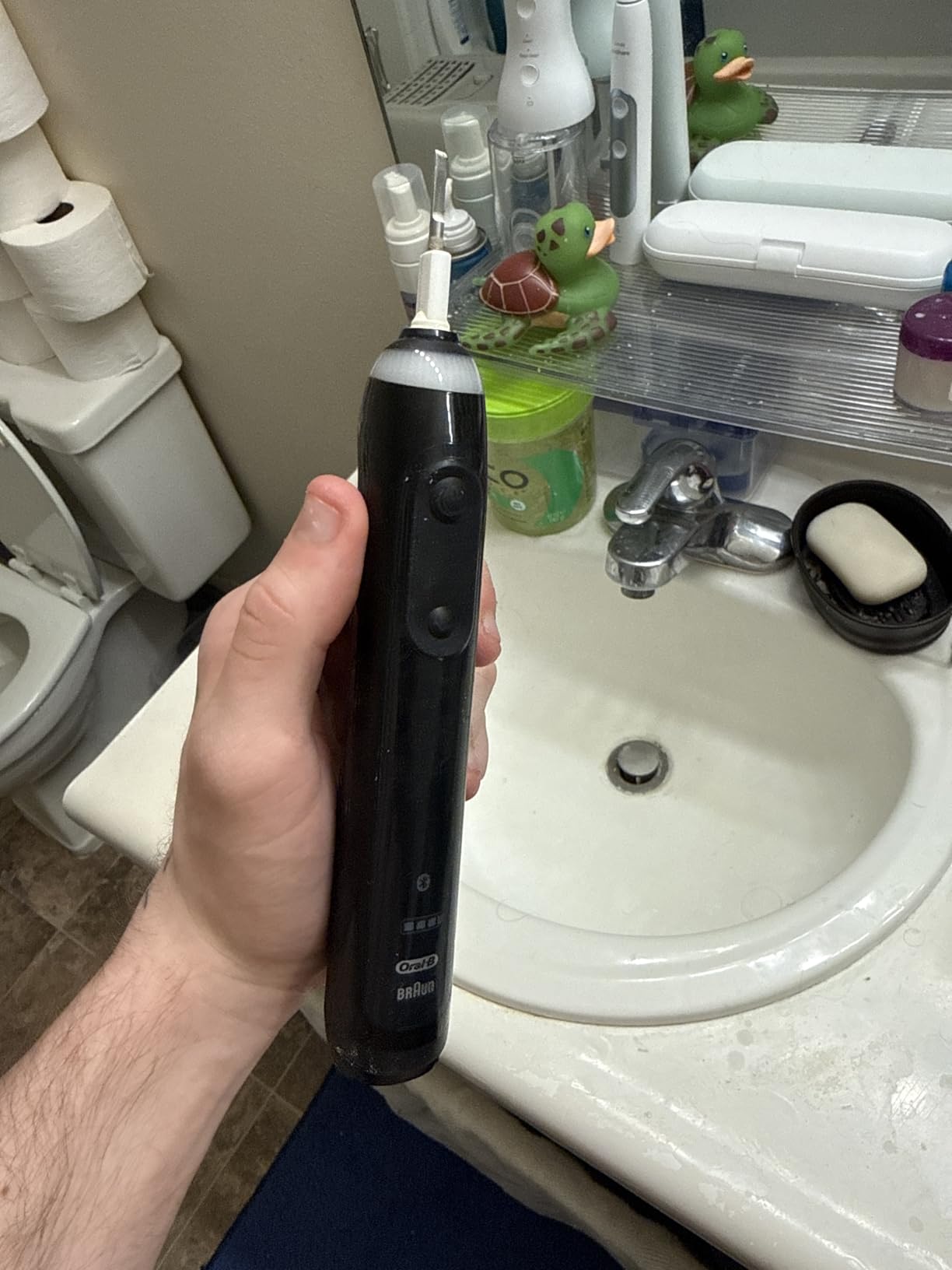 Oral-B Smart 5000 Rechargeable Electric Powered Toothbrush, Black with Travel Case and Bluetooth customer photo 1