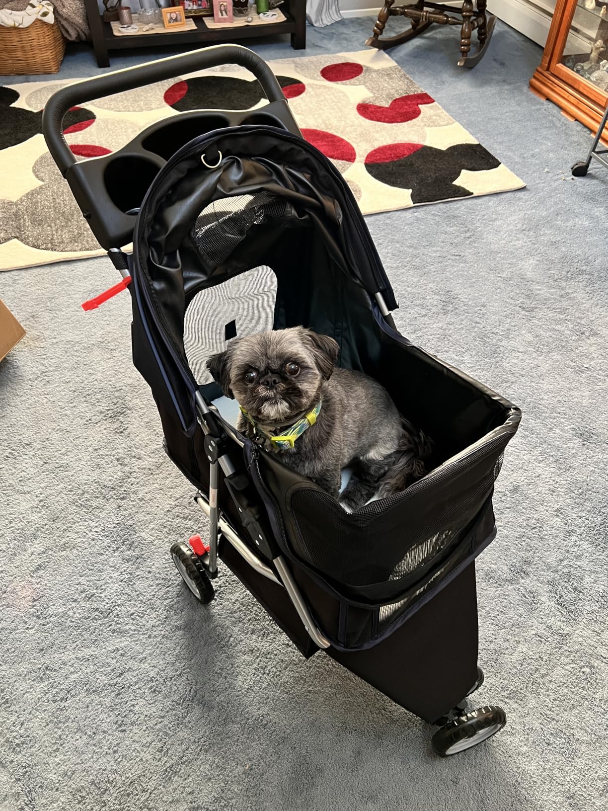 BestPet 3 Wheels Pet Stroller Dog Cat Cage Jogger Stroller for Medium Small Dogs Cats Folding Travel Carrier with Cup Holder, Waterproof Design & Removable Liner, Purple customer photo 2