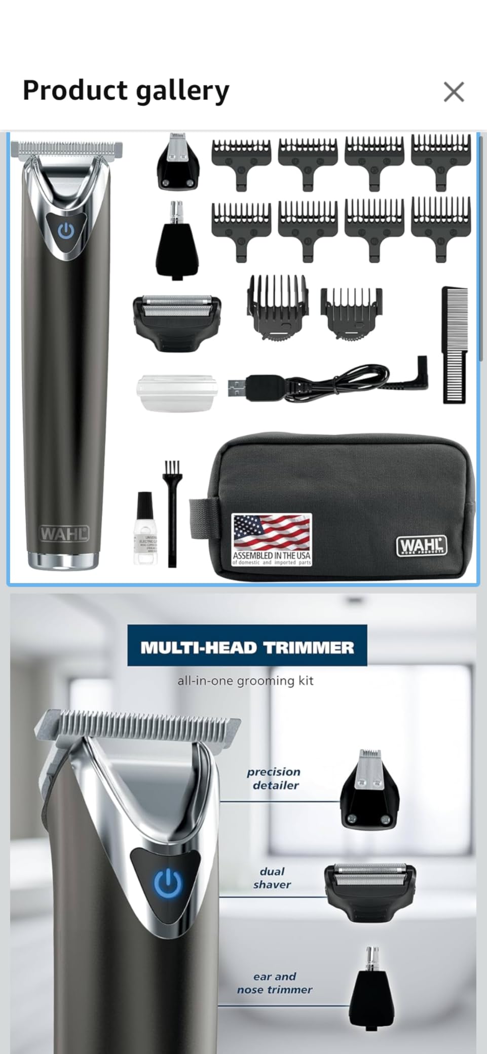 Wahl USA Stainless Steel Lithium Ion 2.0+ Slate Beard Trimmer for Men - Electric Shaver, Nose Ear Trimmer, Rechargeable All in One Men's Grooming Kit - Model 9864 customer photo 1