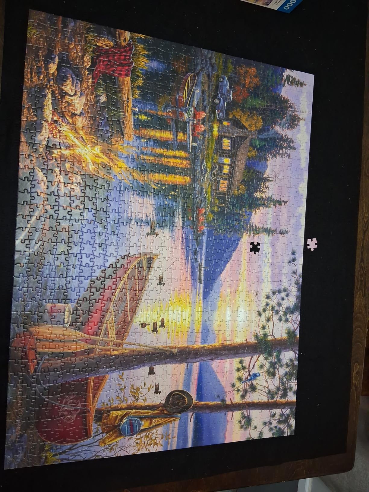 Buffalo Games - Canoe Lake 1000 Piece Puzzle for Adults - Jigsaw Puzzles - Darrell Bush Cabin Sunset Artwork with Poster - Challenging Outdoor Nature Scene customer photo 1