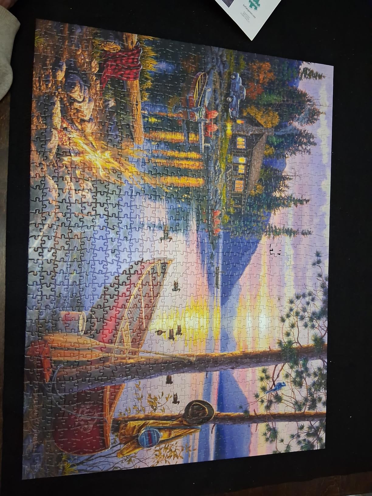 Buffalo Games - Canoe Lake 1000 Piece Puzzle for Adults - Jigsaw Puzzles - Darrell Bush Cabin Sunset Artwork with Poster - Challenging Outdoor Nature Scene customer photo 2