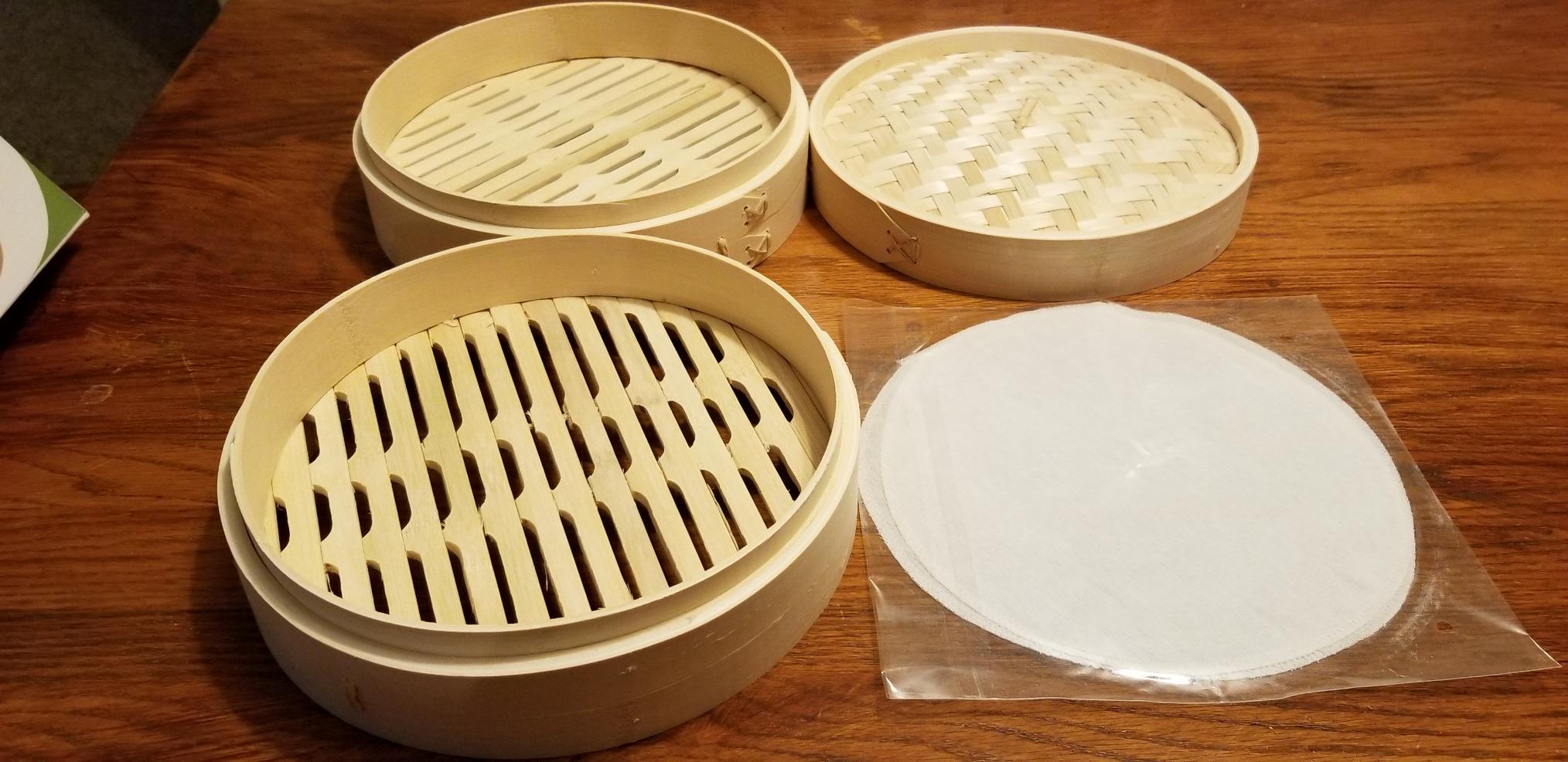 Zoie + Chloe Bamboo Steamer Basket - 2-Tier Dumpling Steamer for Cooking with 2 Reusable Cotton Liners for Bao, Dim Sum, Veggies, Asian Steamed Buns -Stackable, Space-Efficient - 8-Inch Steam Basket customer photo 1
