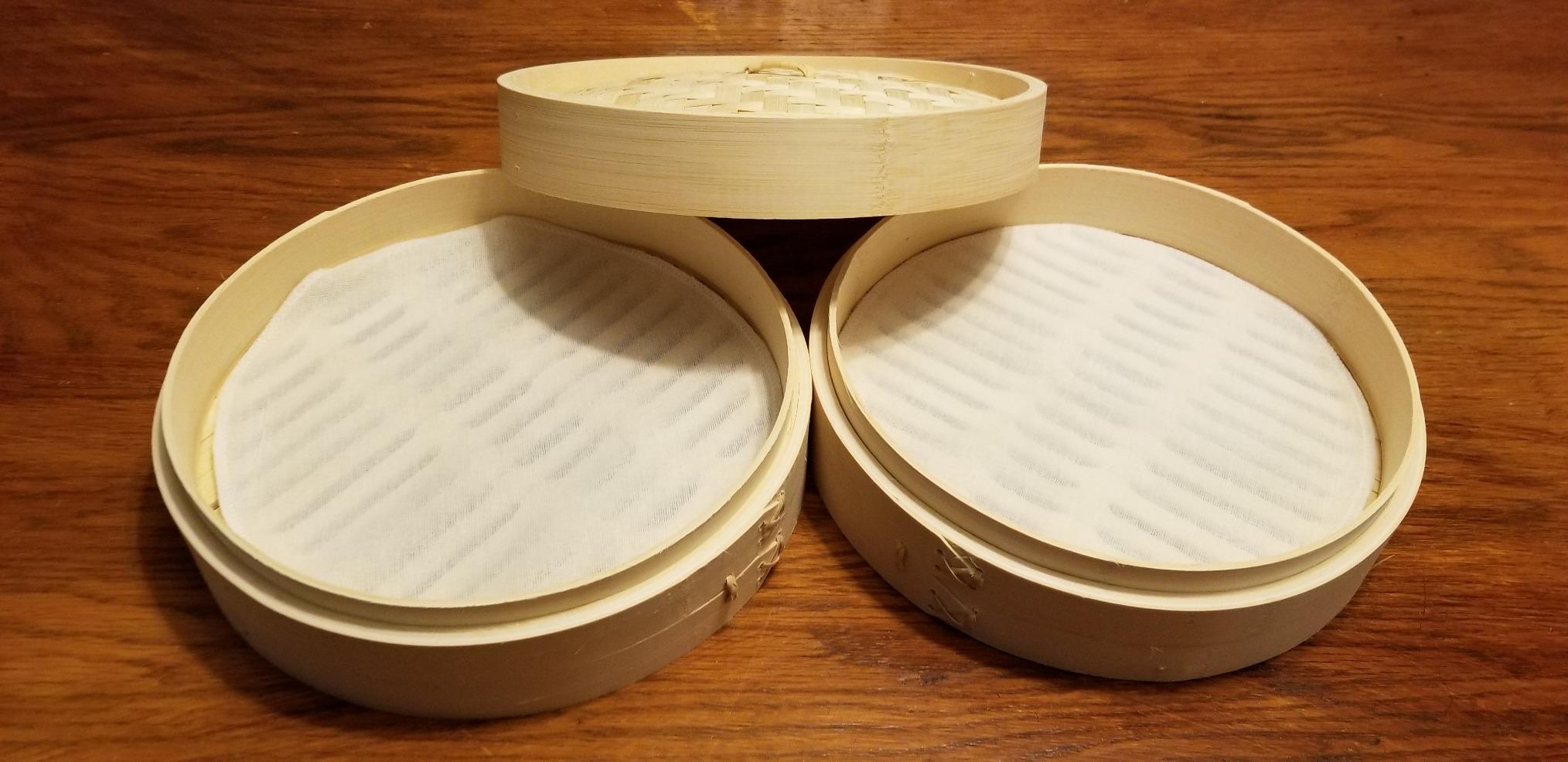 Zoie + Chloe Bamboo Steamer Basket - 2-Tier Dumpling Steamer for Cooking with 2 Reusable Cotton Liners for Bao, Dim Sum, Veggies, Asian Steamed Buns -Stackable, Space-Efficient - 8-Inch Steam Basket customer photo 2