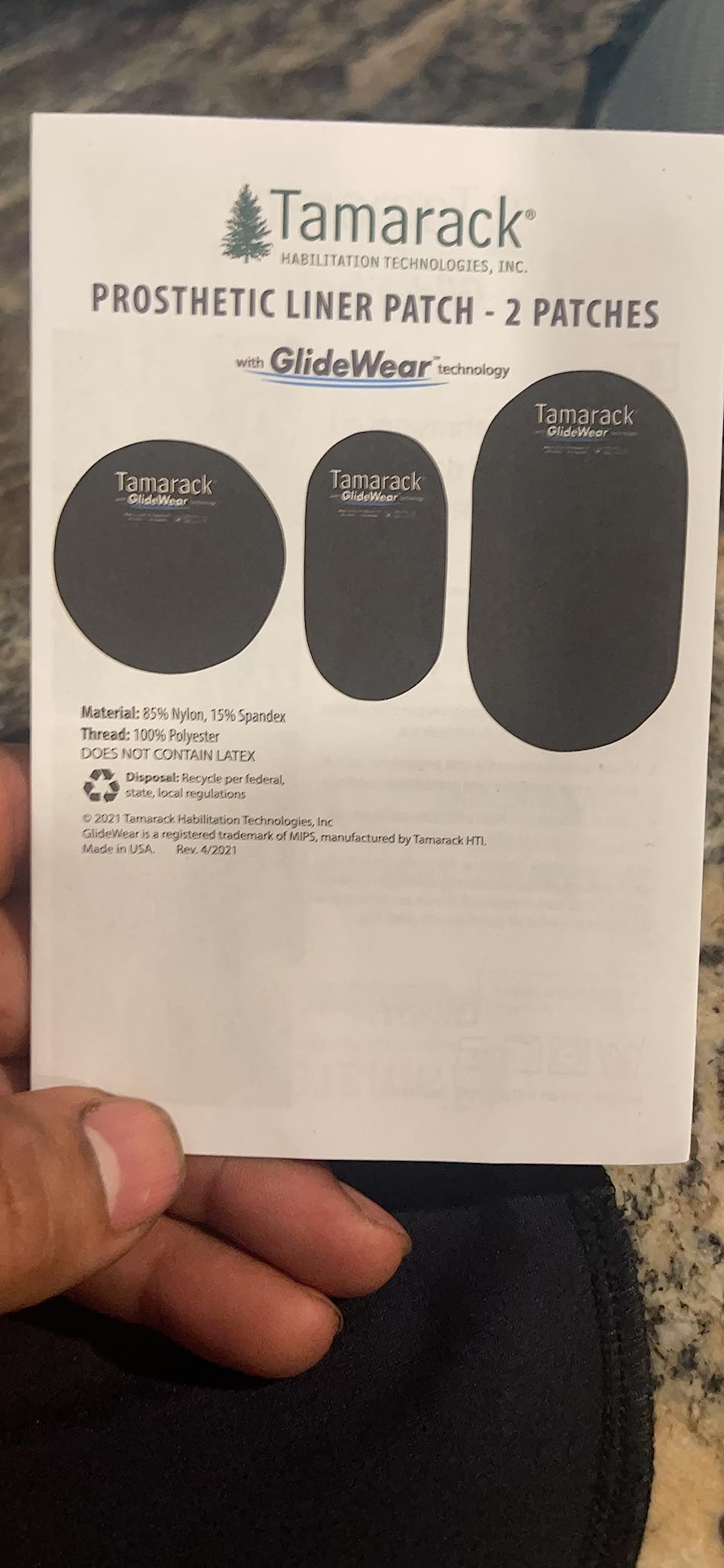Tamarack Prosthetic Liner Patch with GlideWear Technology (Large, 2 Pack) customer photo 1