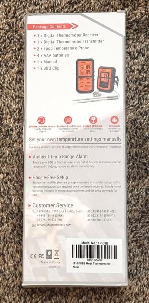 TempPro TP08B 500FT Wireless Meat Thermometer for Grilling Smoker BBQ Grill Oven Thermometer with Dual Probe Kitchen Cooking Steak Turkey Food Thermometer (Previously ThermoPro) customer photo 1