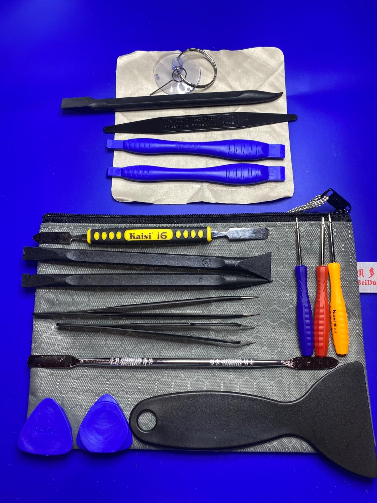 Kaisi Professional Electronics Opening Pry Tool Repair Kit with Metal Spudger Non-Abrasive Nylon Spudgers and Anti-Static Tweezers for Cellphone iPhone Laptops Tablets and More, 20 Piece customer photo 2