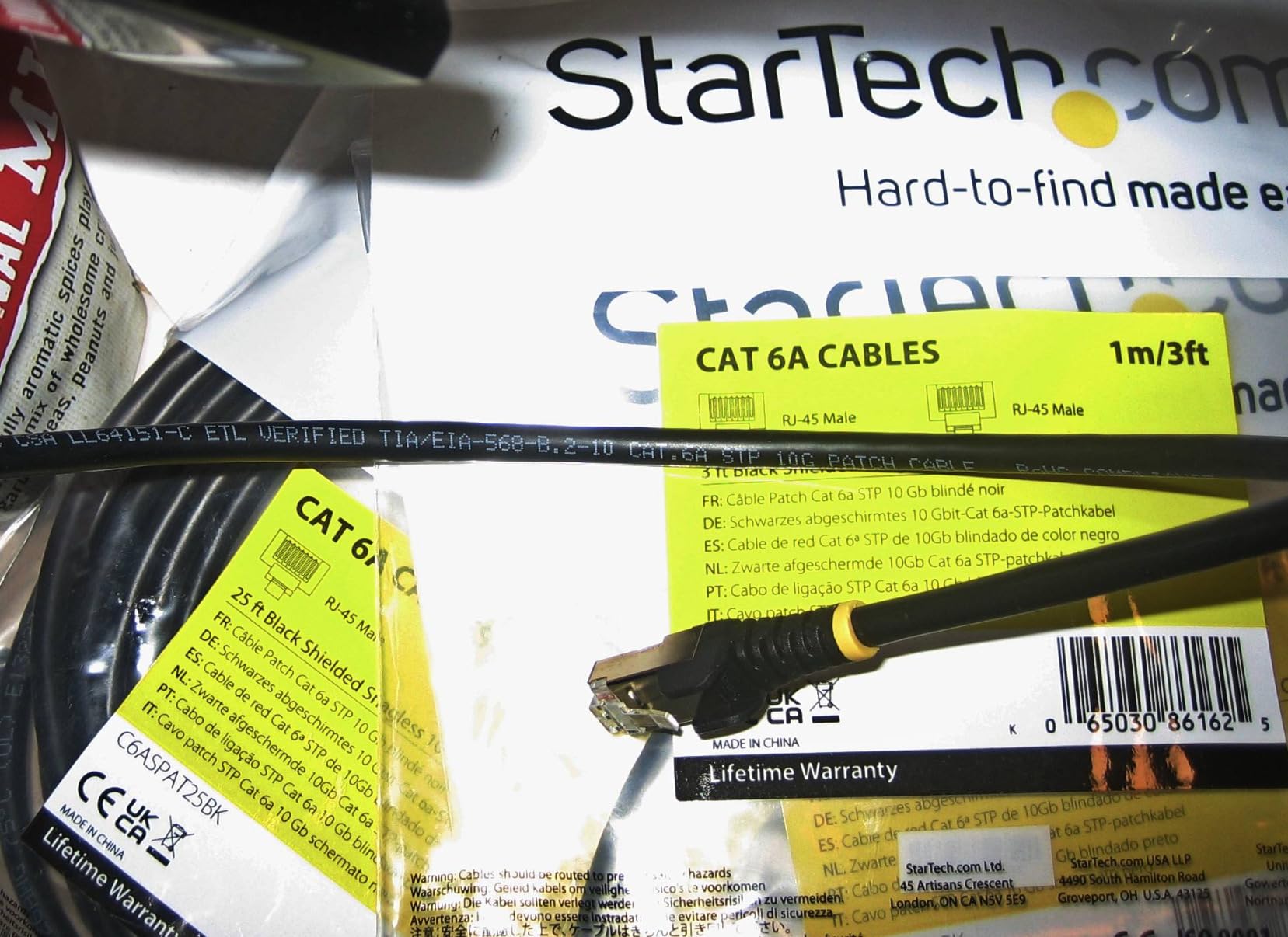 StarTech 3ft CAT6a Ethernet Cable - 10 Gigabit Shielded Snagless RJ45 100W PoE Patch Cord - 10GbE STP Network Cable with Strain Relief - Black - UL, TIA customer photo 1