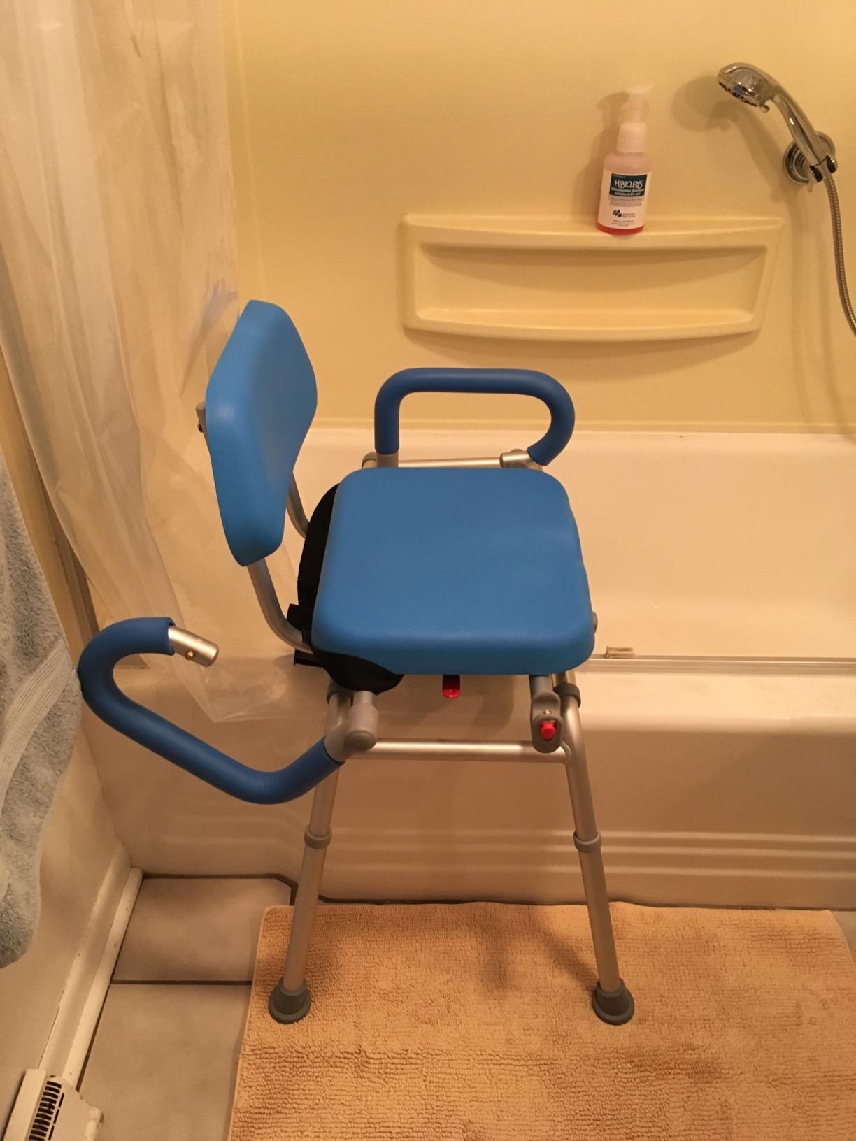 Platinum Health Carousel Sliding Shower Chair Tub Transfer Bench with Swivel Seat, Premium Padded, Pivoting Arms, Adjustable Space Saving Design customer photo 2