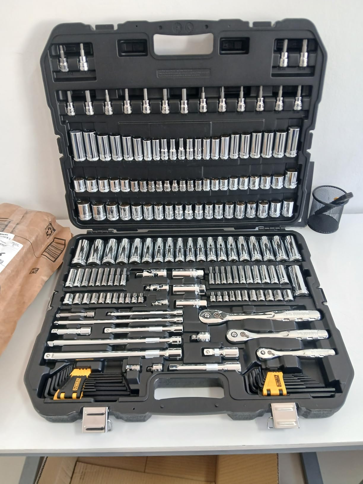 DEWALT 192 Pcs. Mechanics Tool Set, 1/2, 1/4, 3/8 Socket Set, SAE and Metric Socket Wrench Set, Hard Shell Tool Box (DWMT75049) customer photo 1